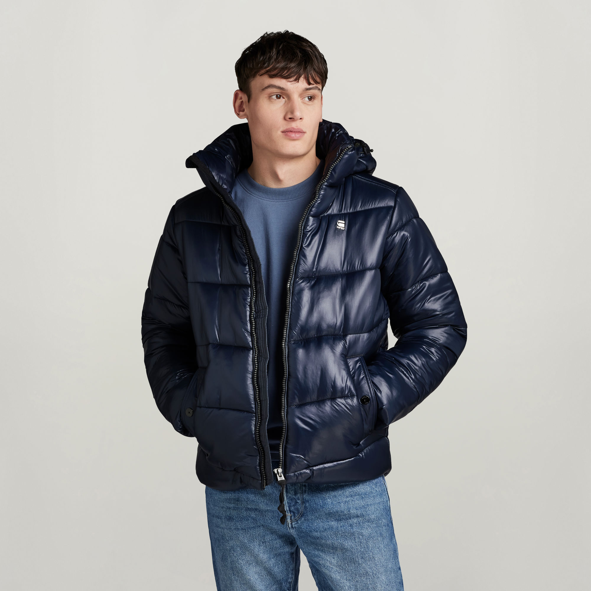 

Padded Hooded Puffer - Dark blue - Men