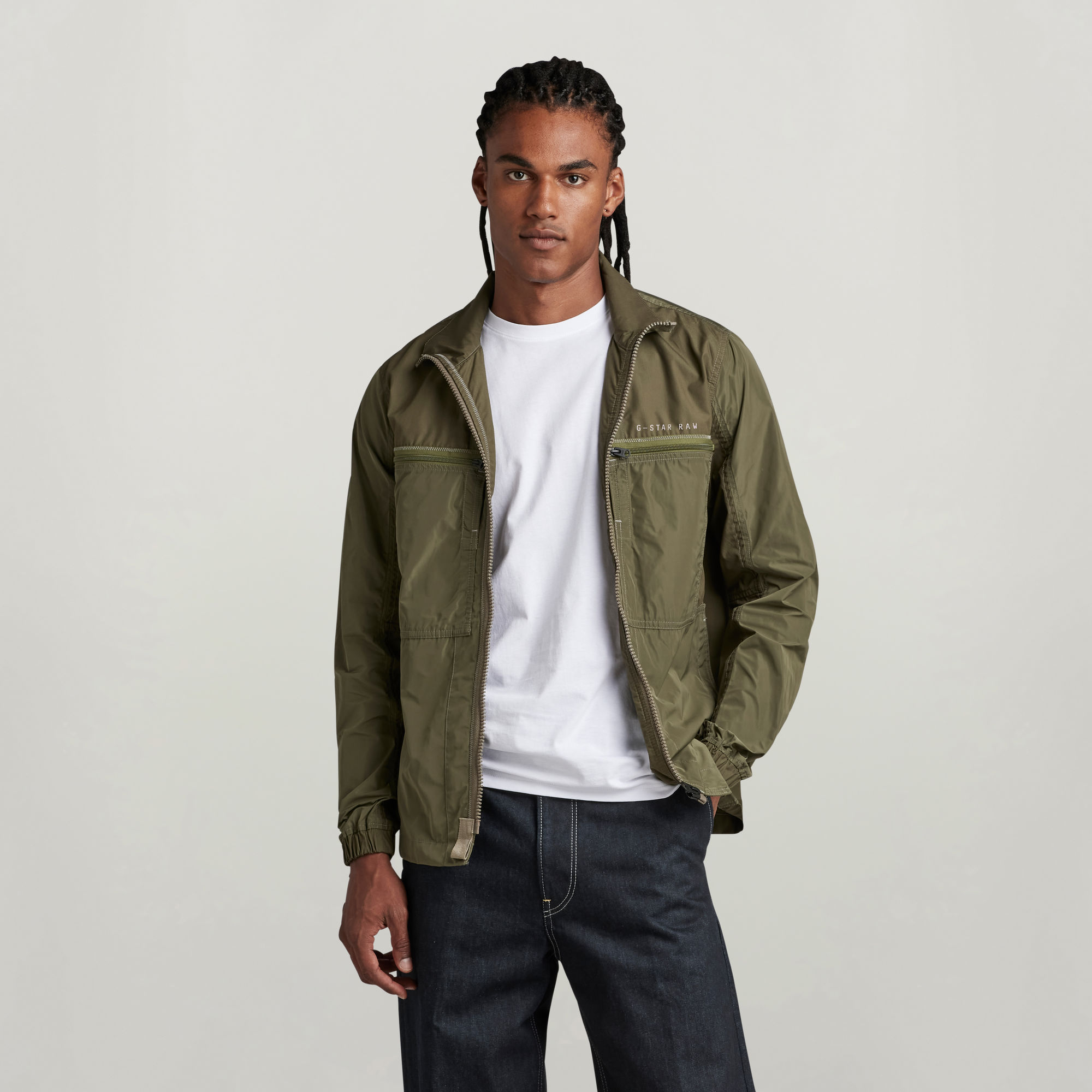 

Fabric Mix Overshirt - Green - Men