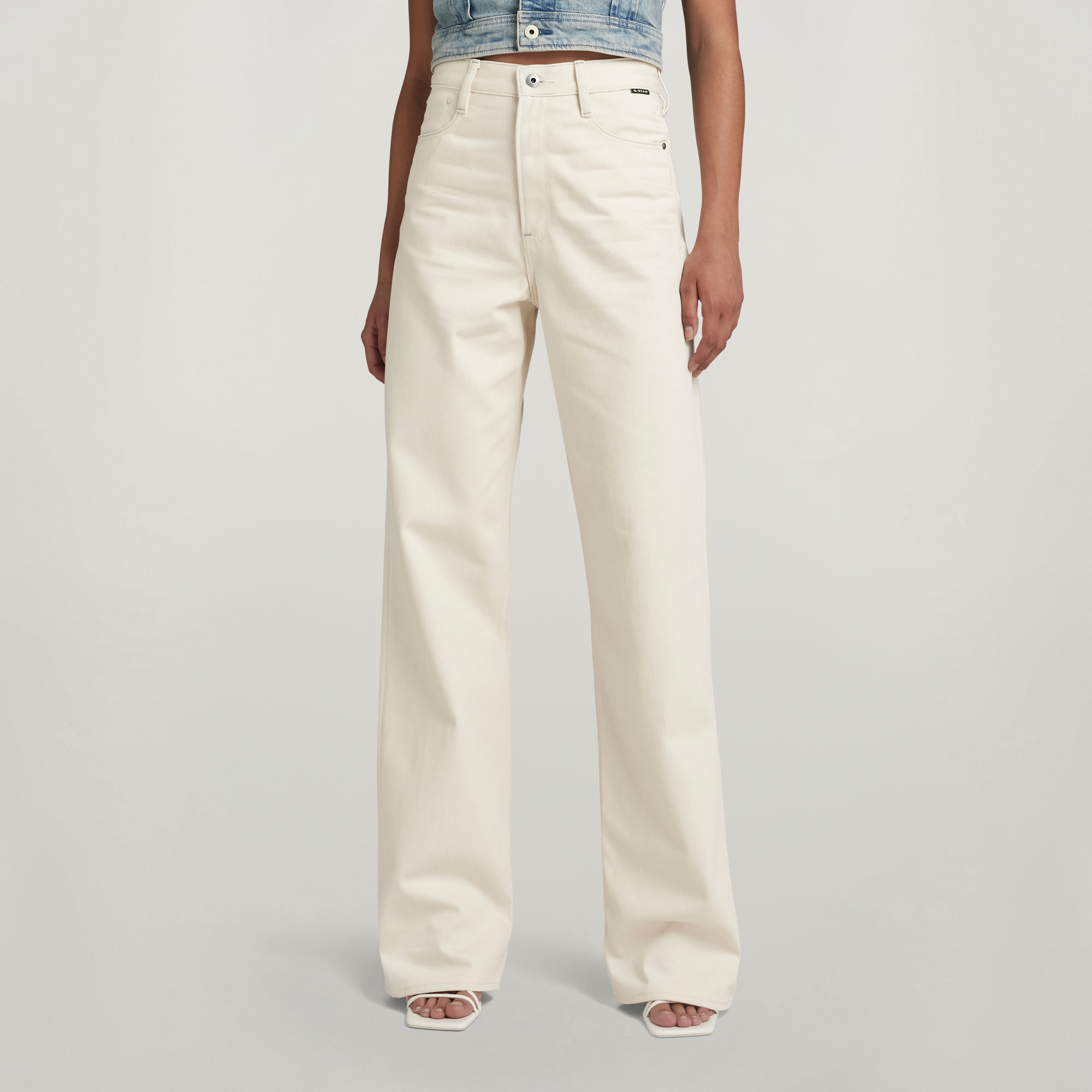 

Stray Ultra High Loose Contrast Jeans - White - Women