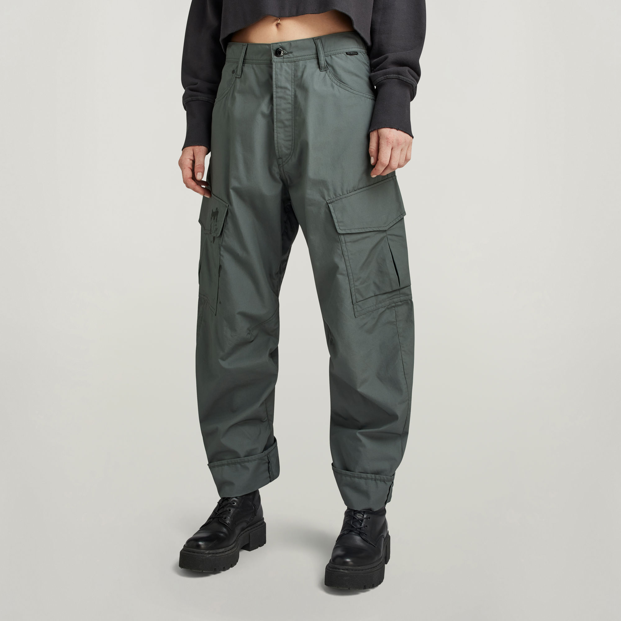 

Cargo 3D Boyfriend Pants - Grey - Women