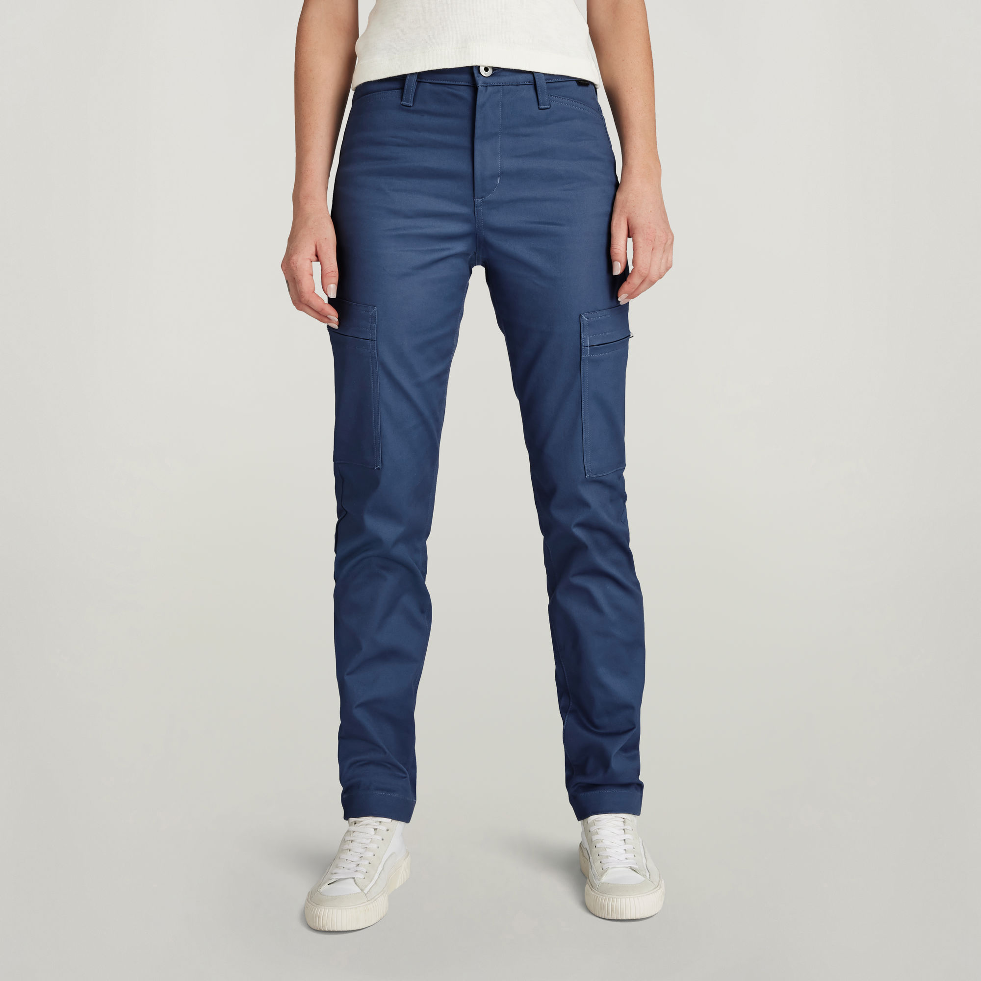 

Slim Cargo Broek - Midden blauw - Dames