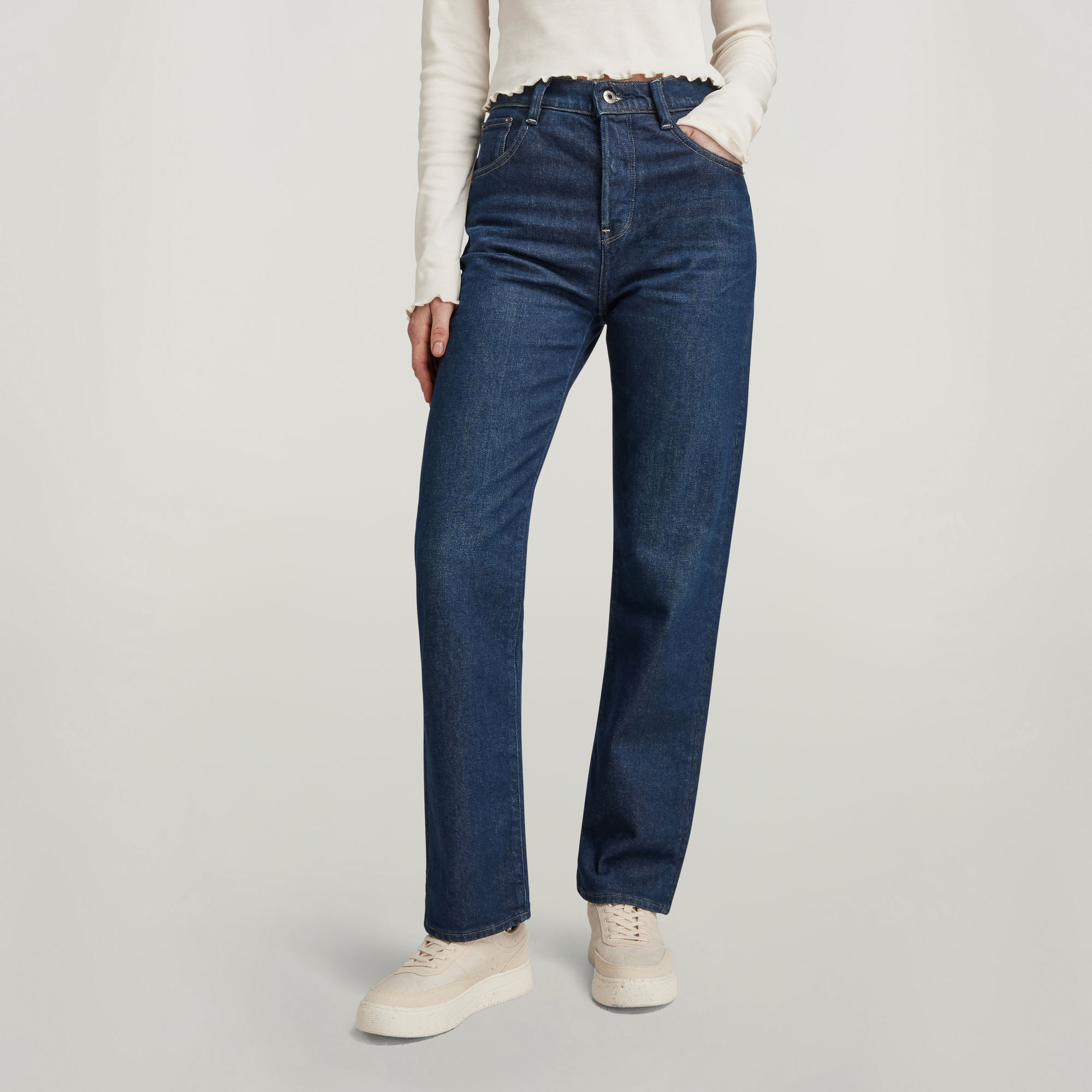 Viktoria High Straight Jeans - Dunkelblau - Damen