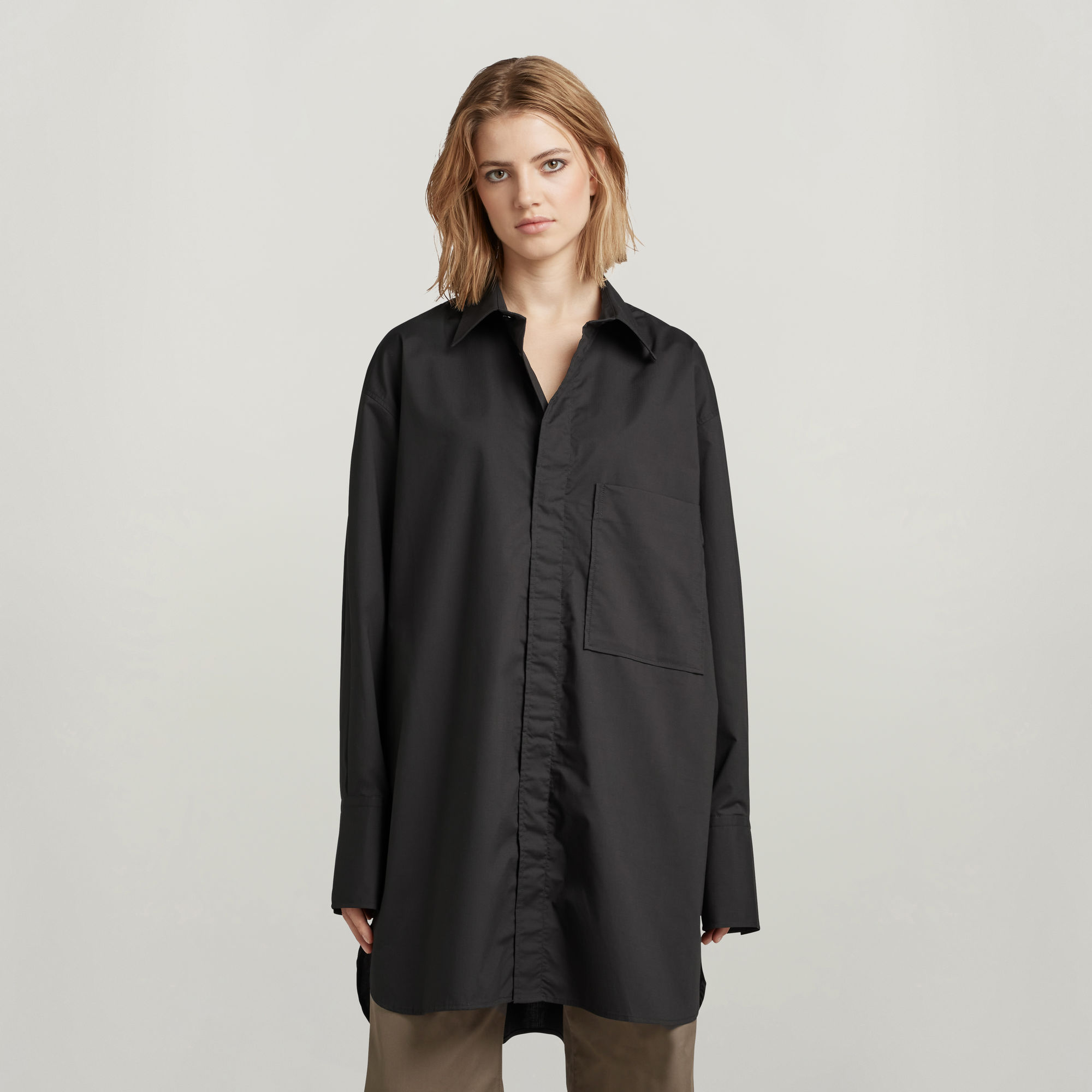 Oversized Boyfriend Hemd - Schwarz - Damen