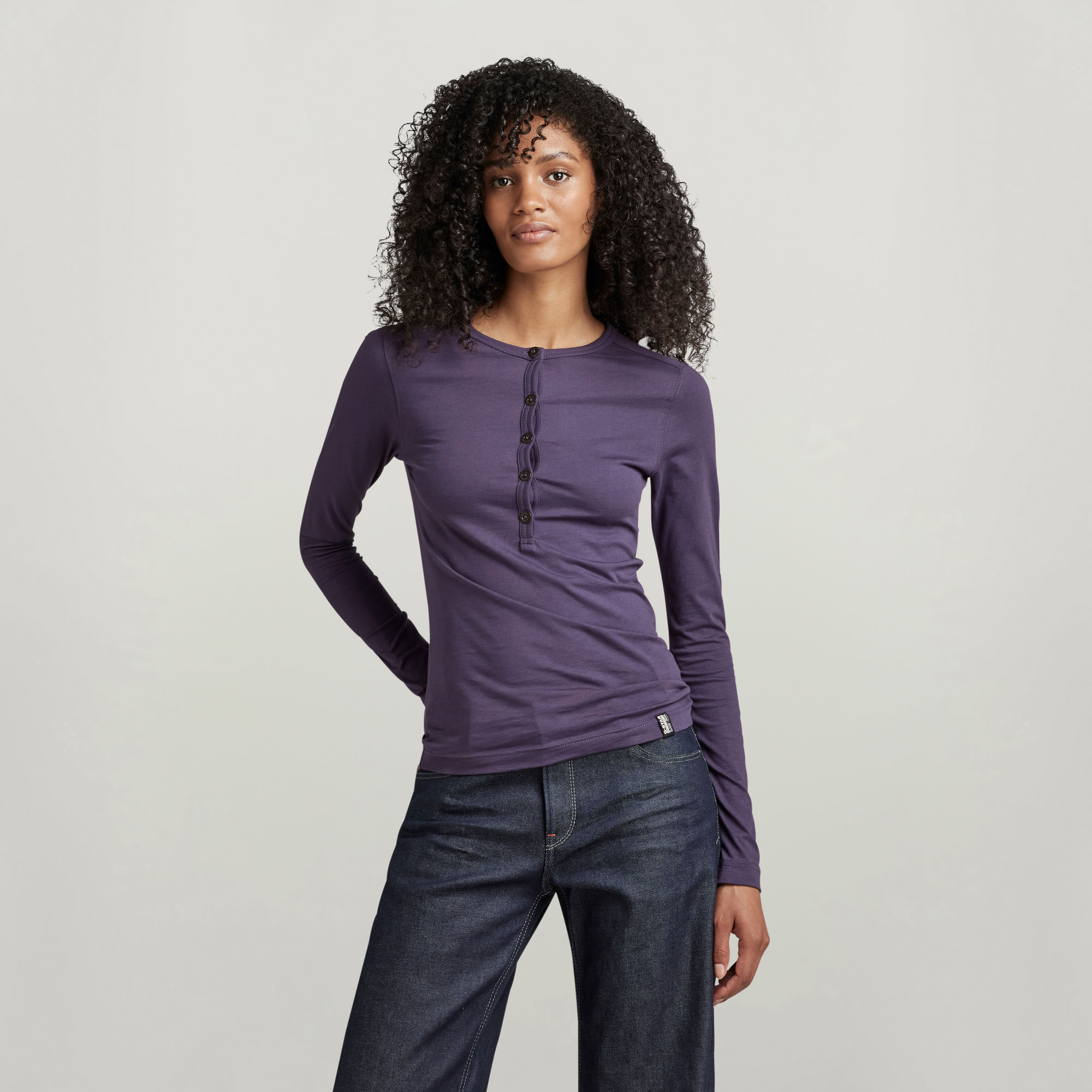 

Essential Henley Slim Top - Purple - Women