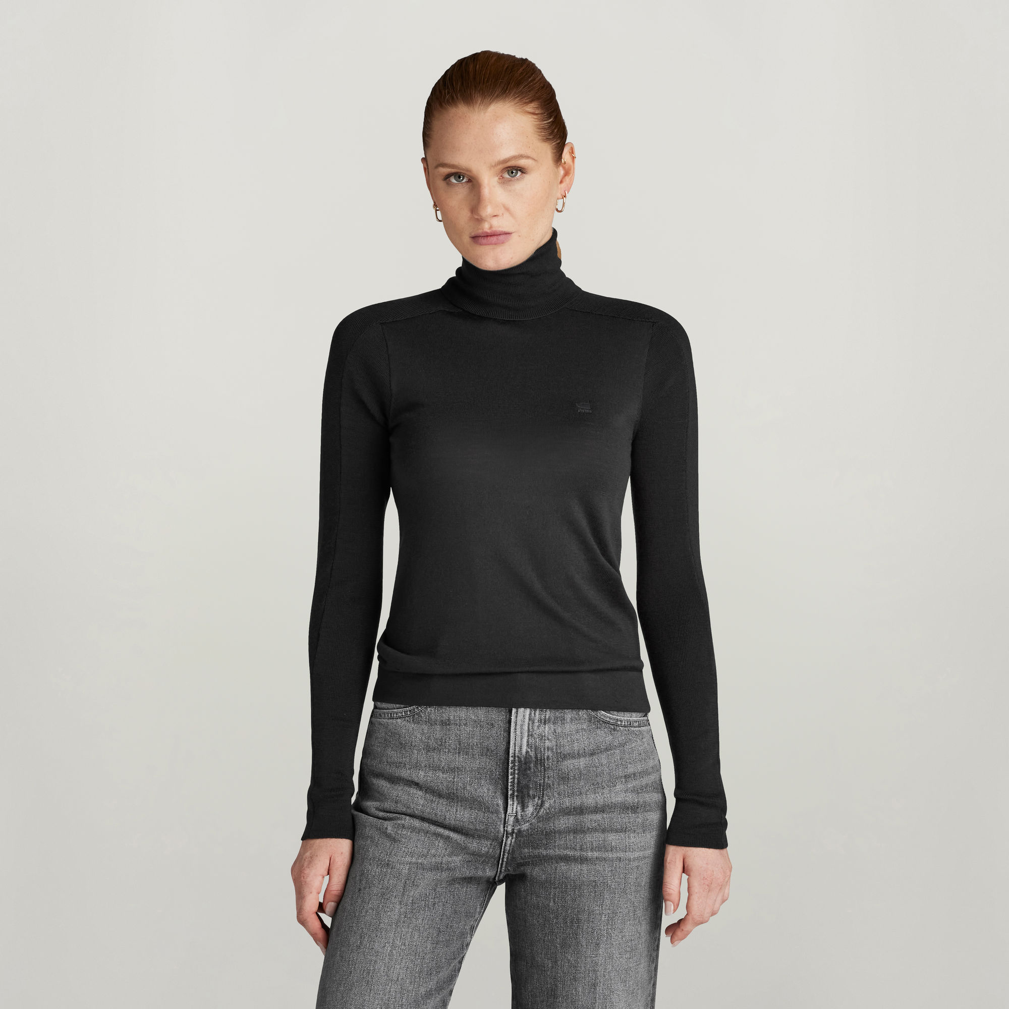 Core Slim Turtle Knit - Schwarz - Damen