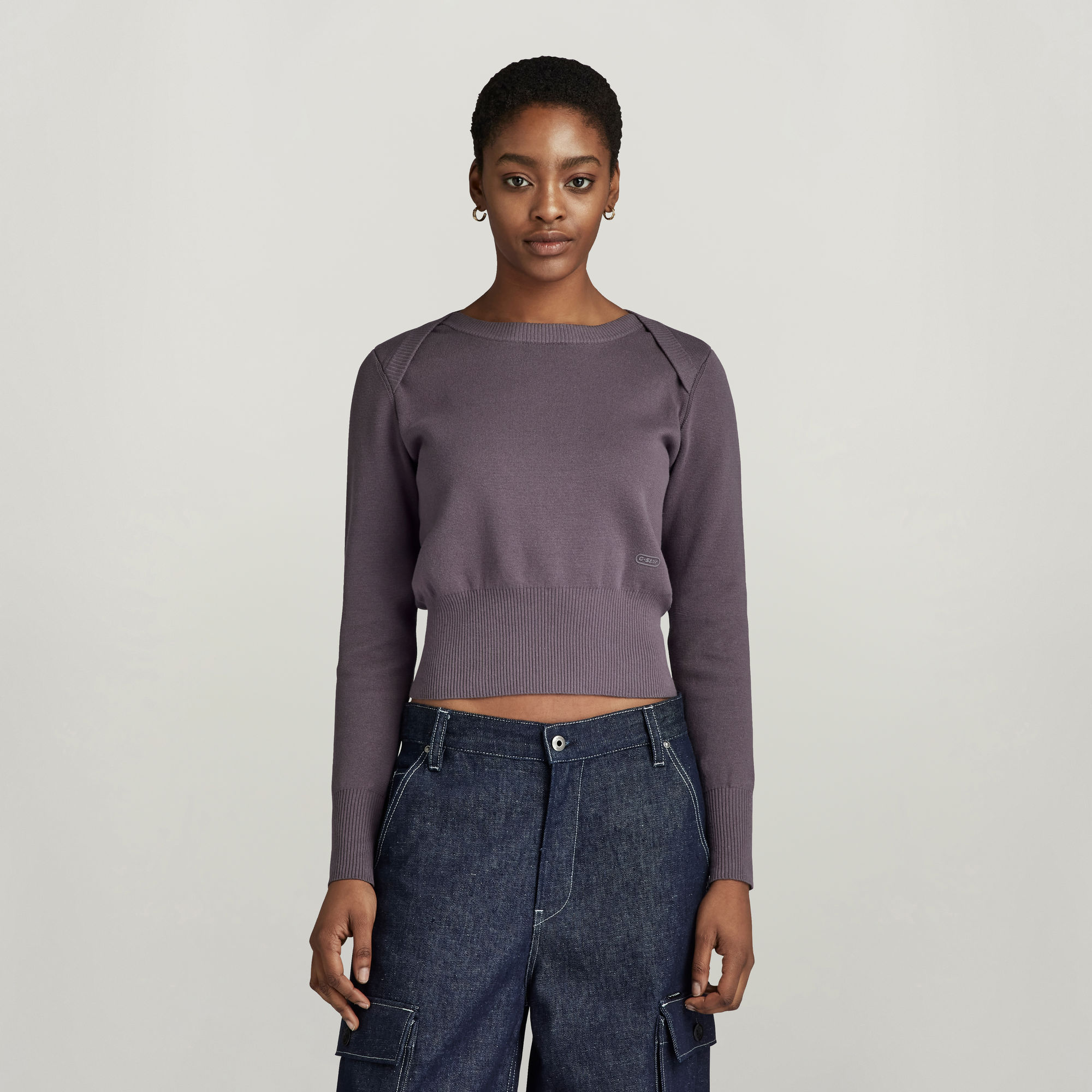 Moto Slim Knitted Sweatshirt - Grau - Damen