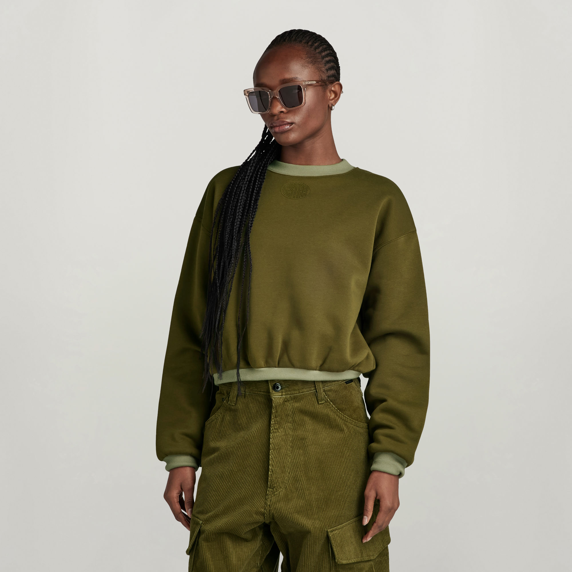 G-Star RAW Badge Logo Oversized Sweater Groen Dames