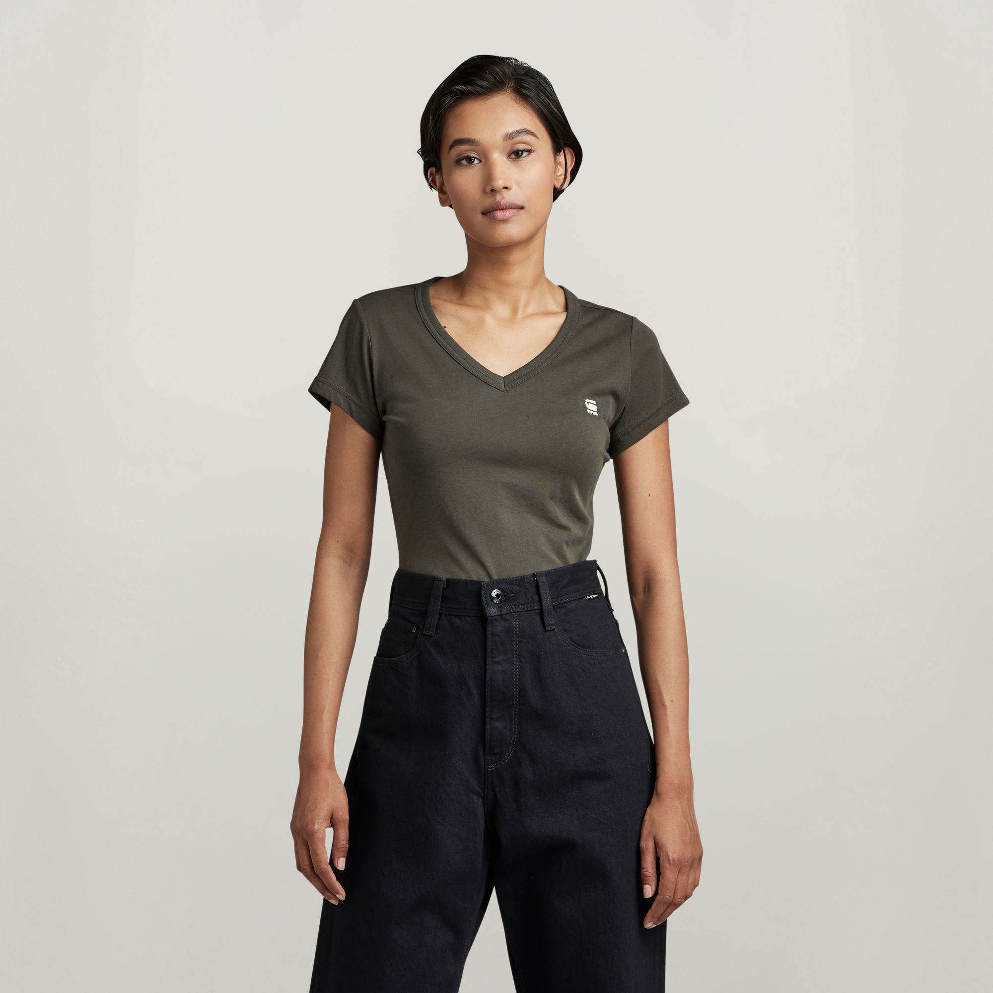 G-Star RAW Eyben Slim V-Hals Top - Grijs - Dames