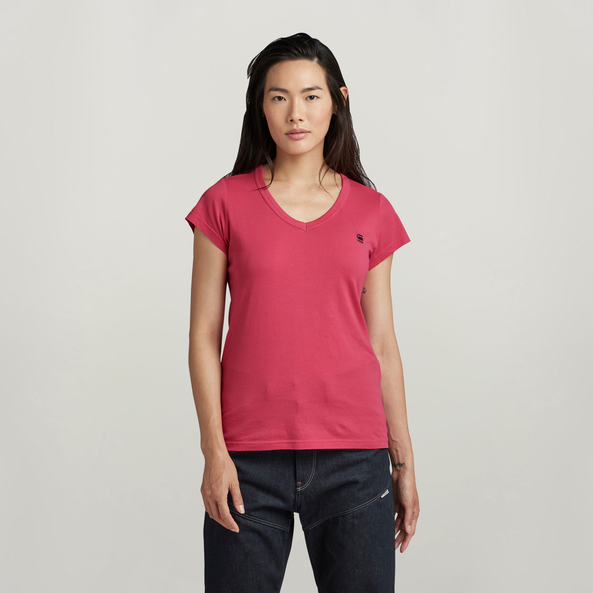 Eyben Slim V-Neck Top - Pink - Damen