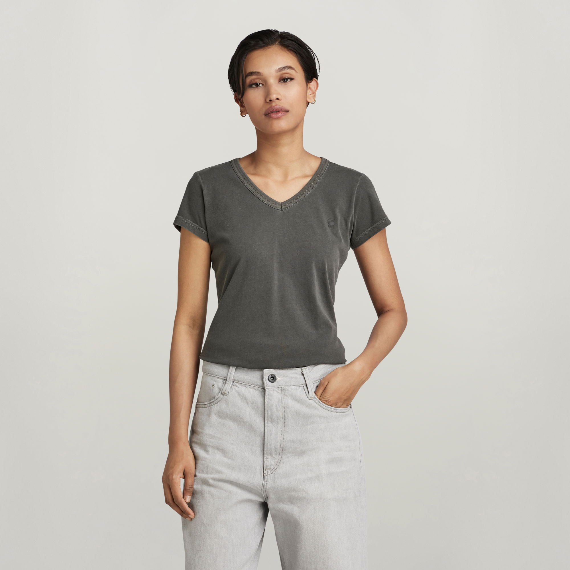 Eyben Slim V-Neck Top - Grau - Damen