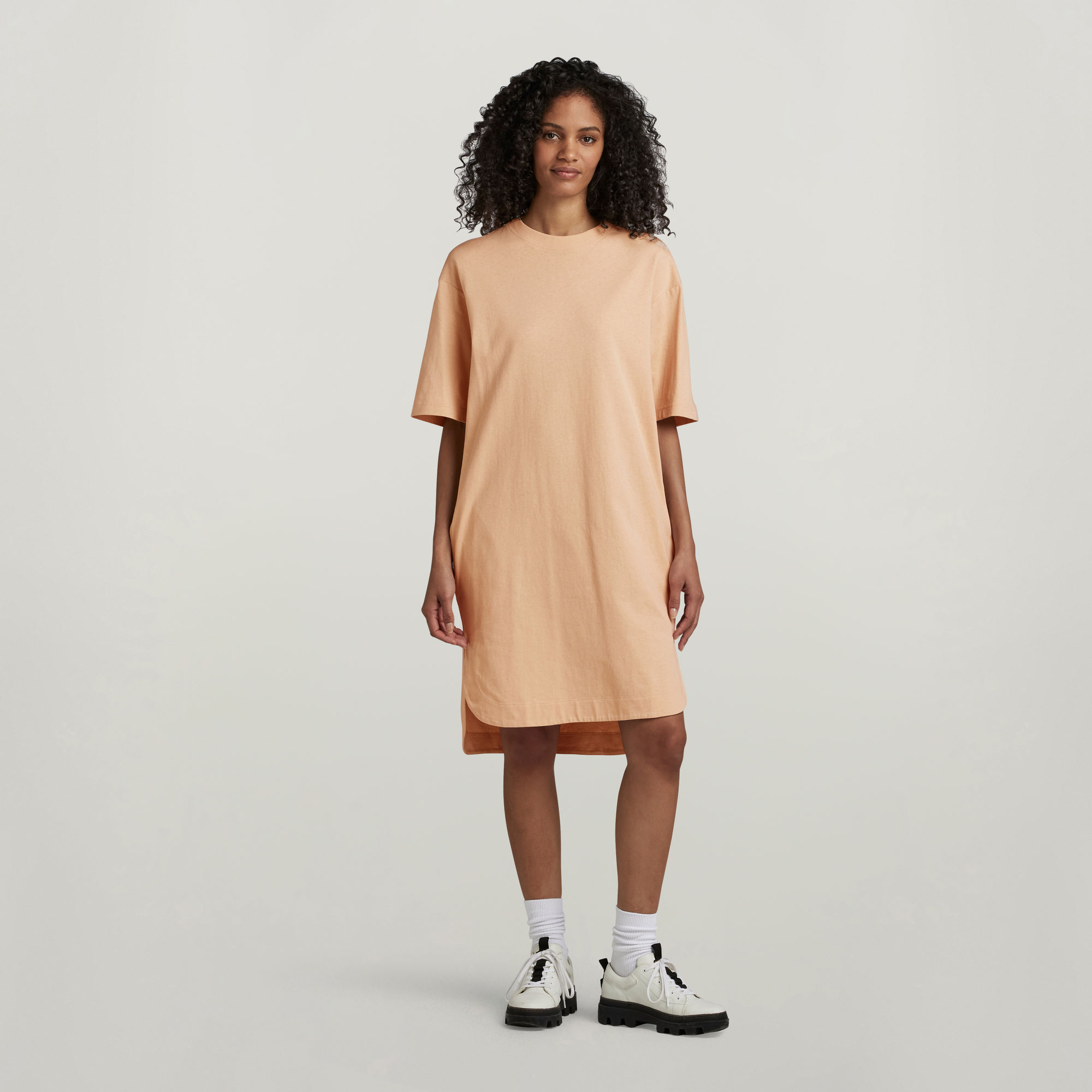 Boxy U Tee Kleid - Beige - Damen