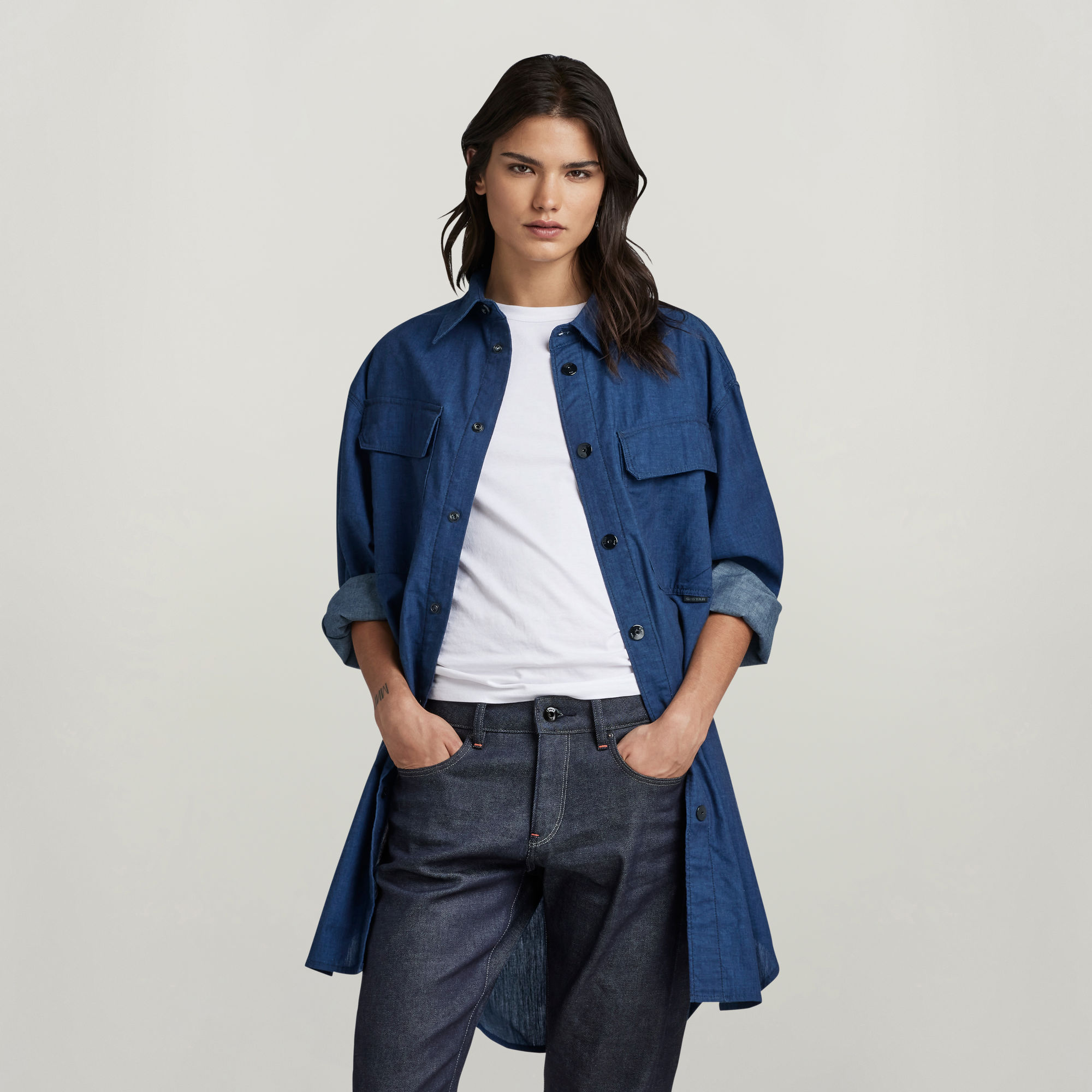 

Oversized Flap Pocket Shirt Evergreen - Dark blue - Women