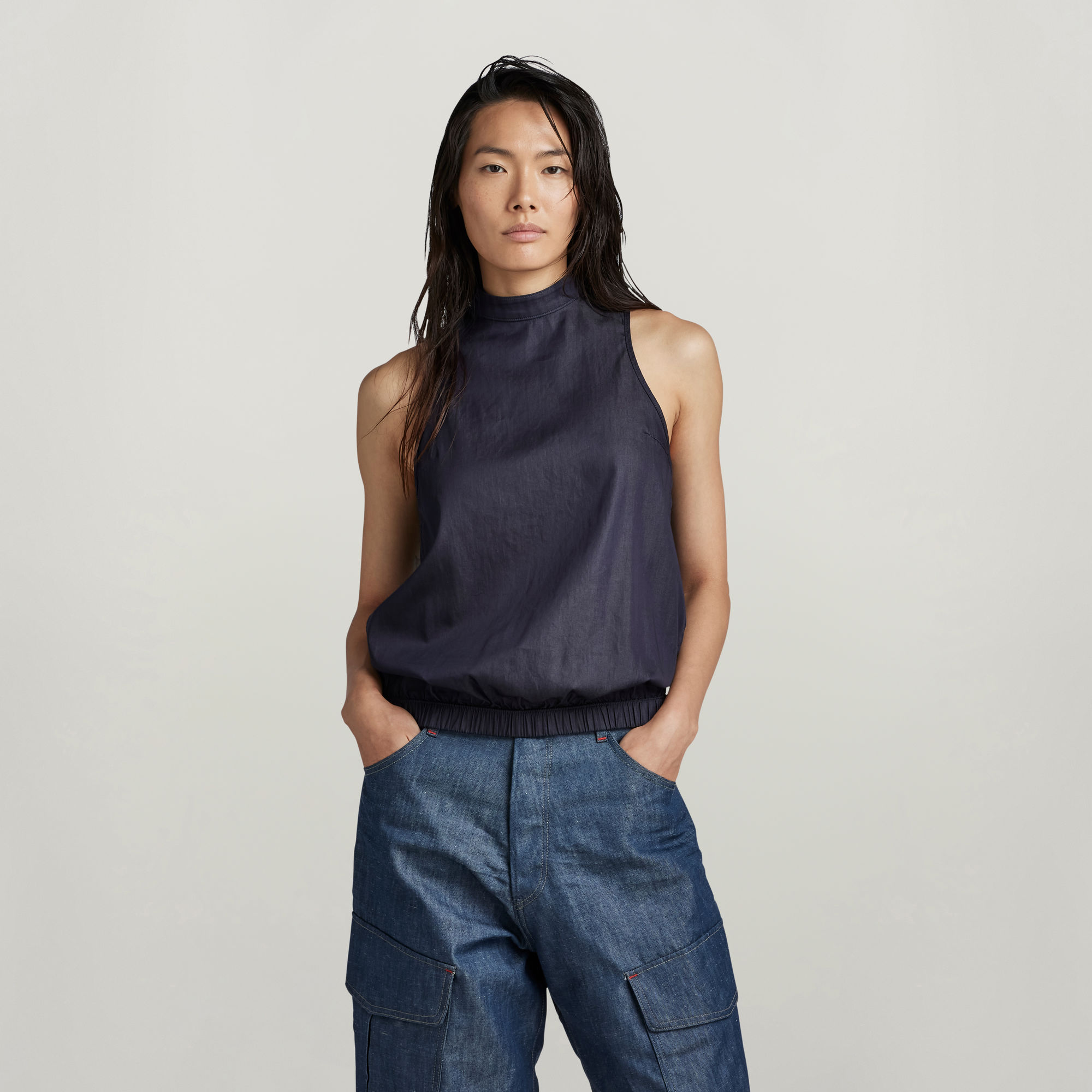 

Open Back Top - Dark blue - Women