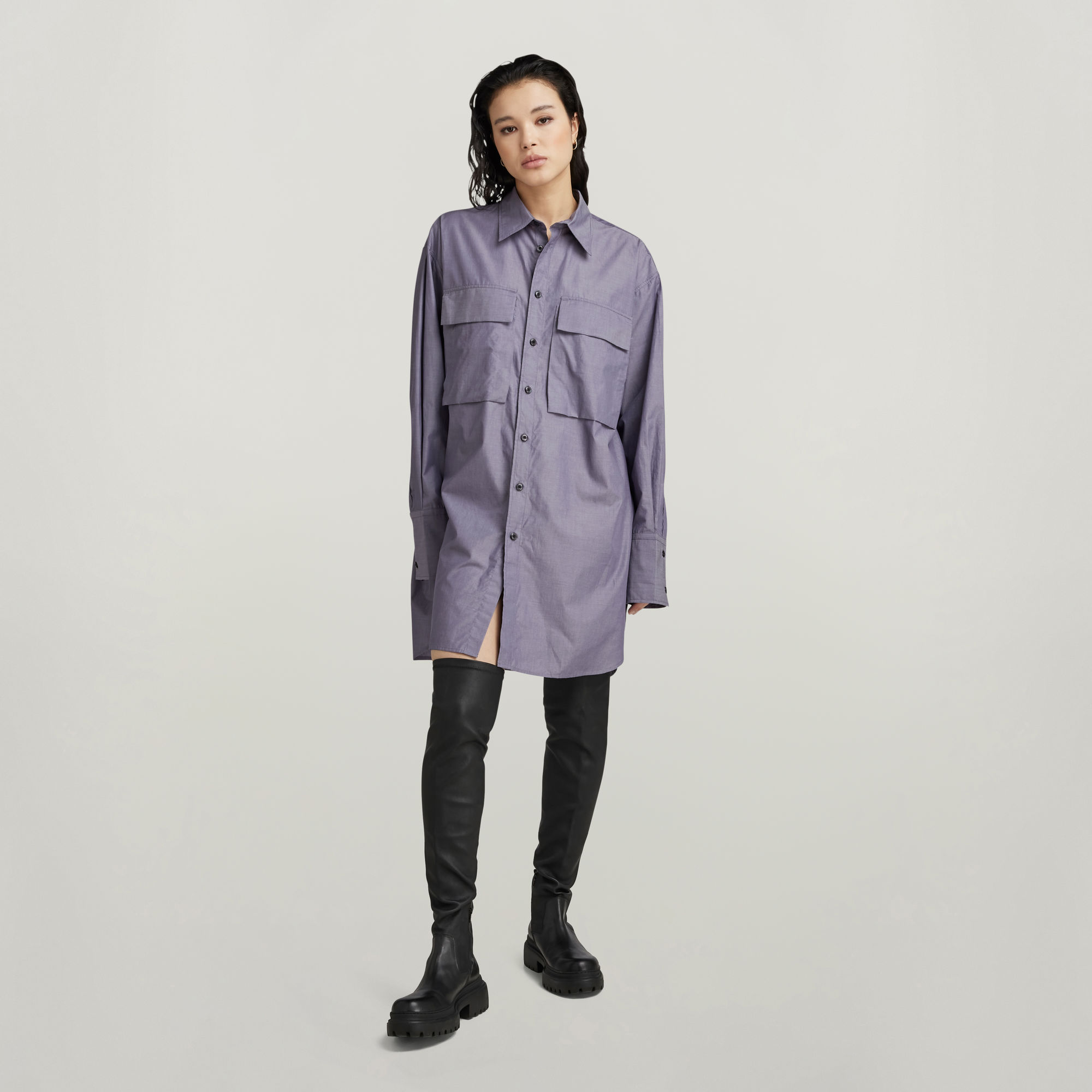 

Oversized Boyfriend Shirt - Purple - Women