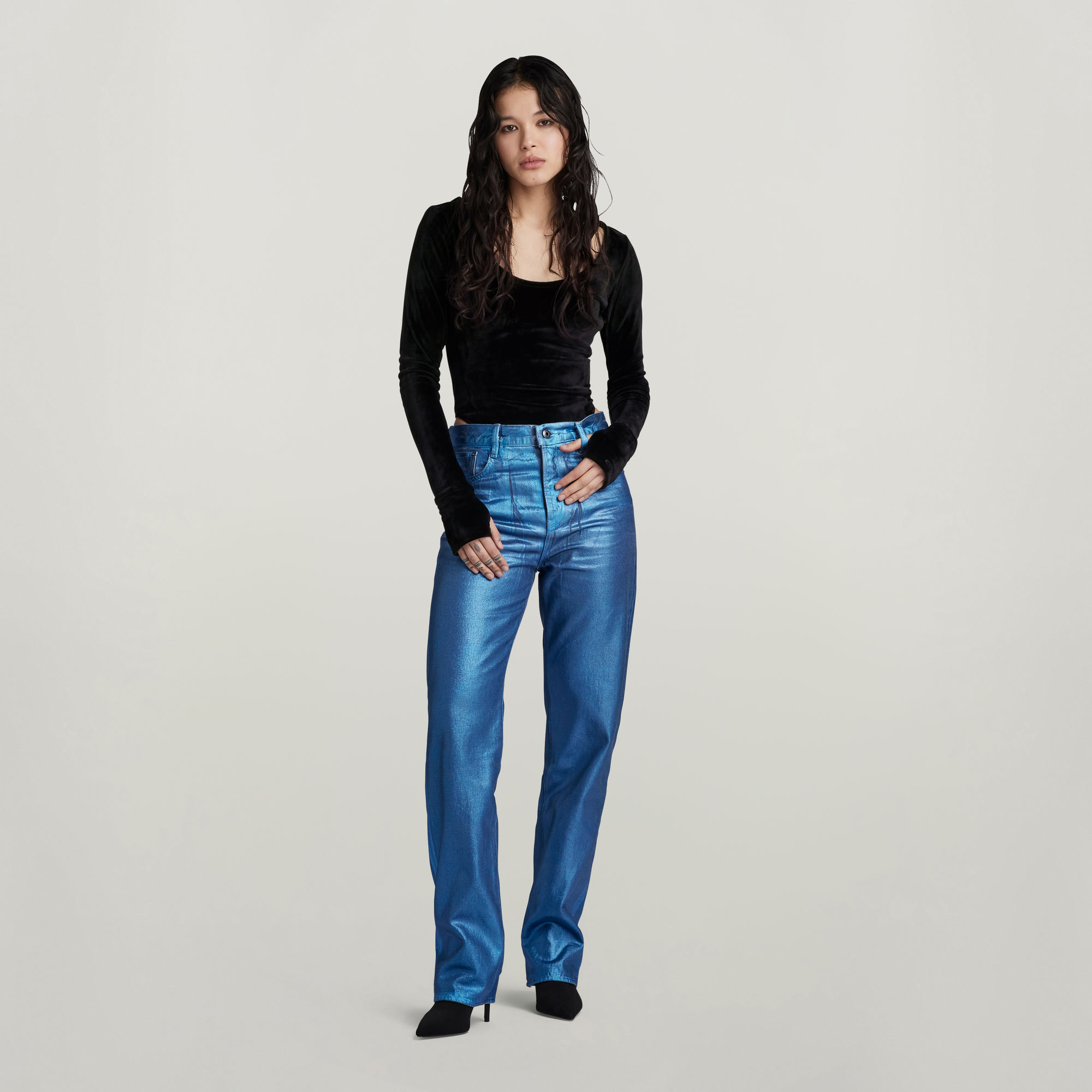 G-Star RAW Deep Scoop Slim Body Top Zwart Dames