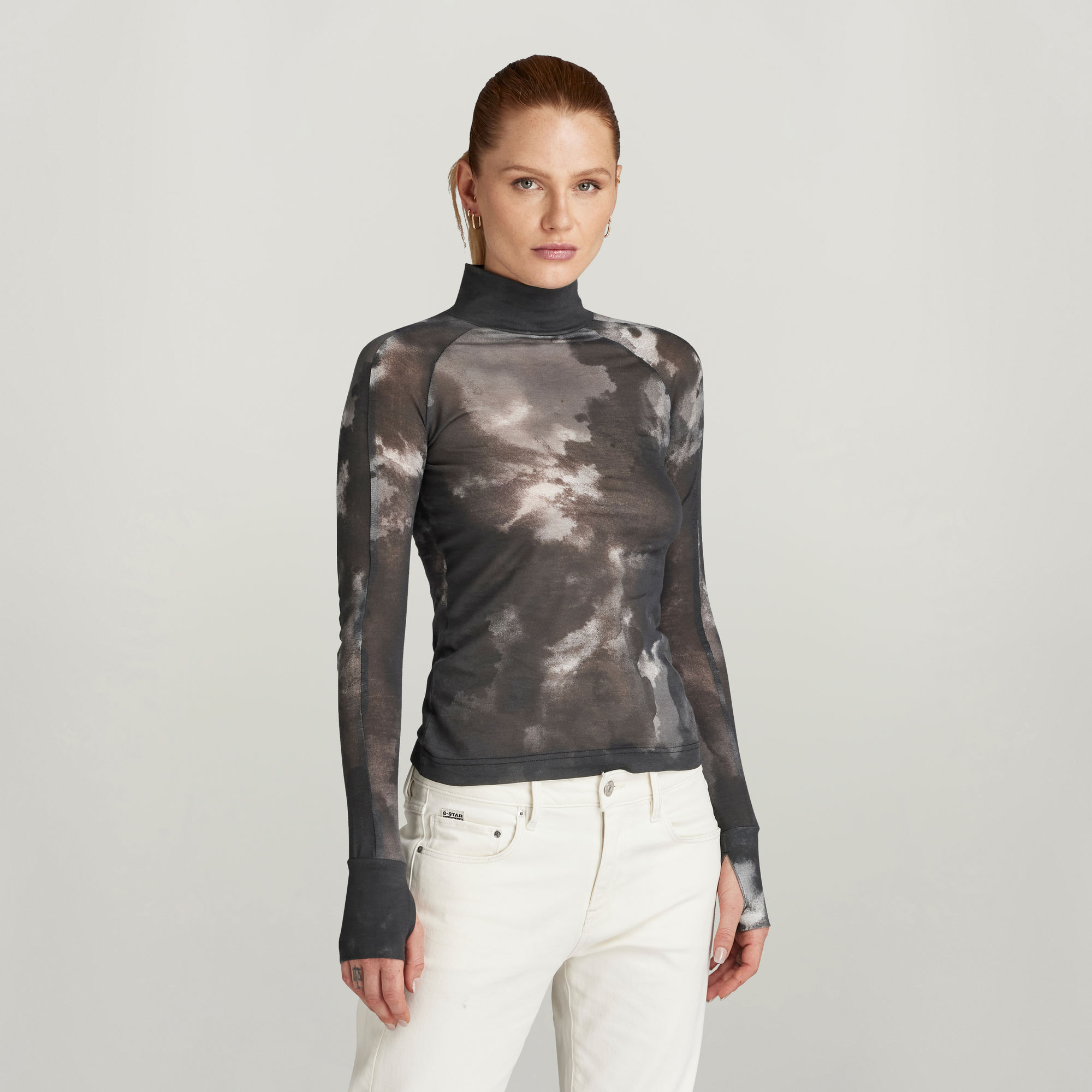 

Blurry Camo Slim Mock Top - Meerkleurig - Dames