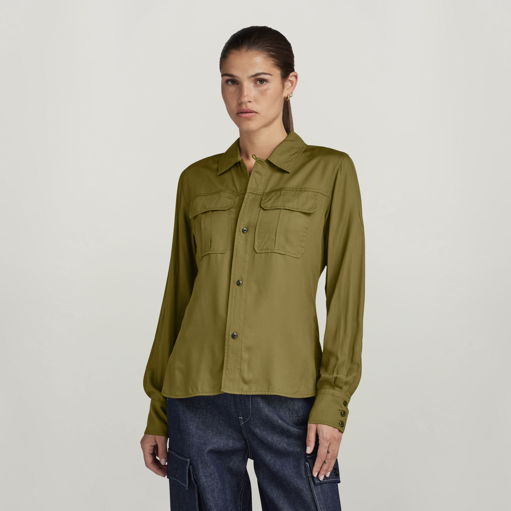 

Fitted Officer Shirt - Green - Women