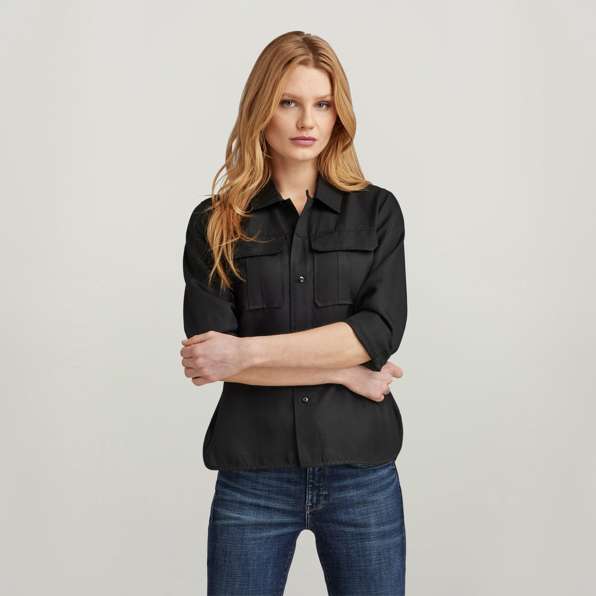 

Fitted Officer Shirt - Black - Women