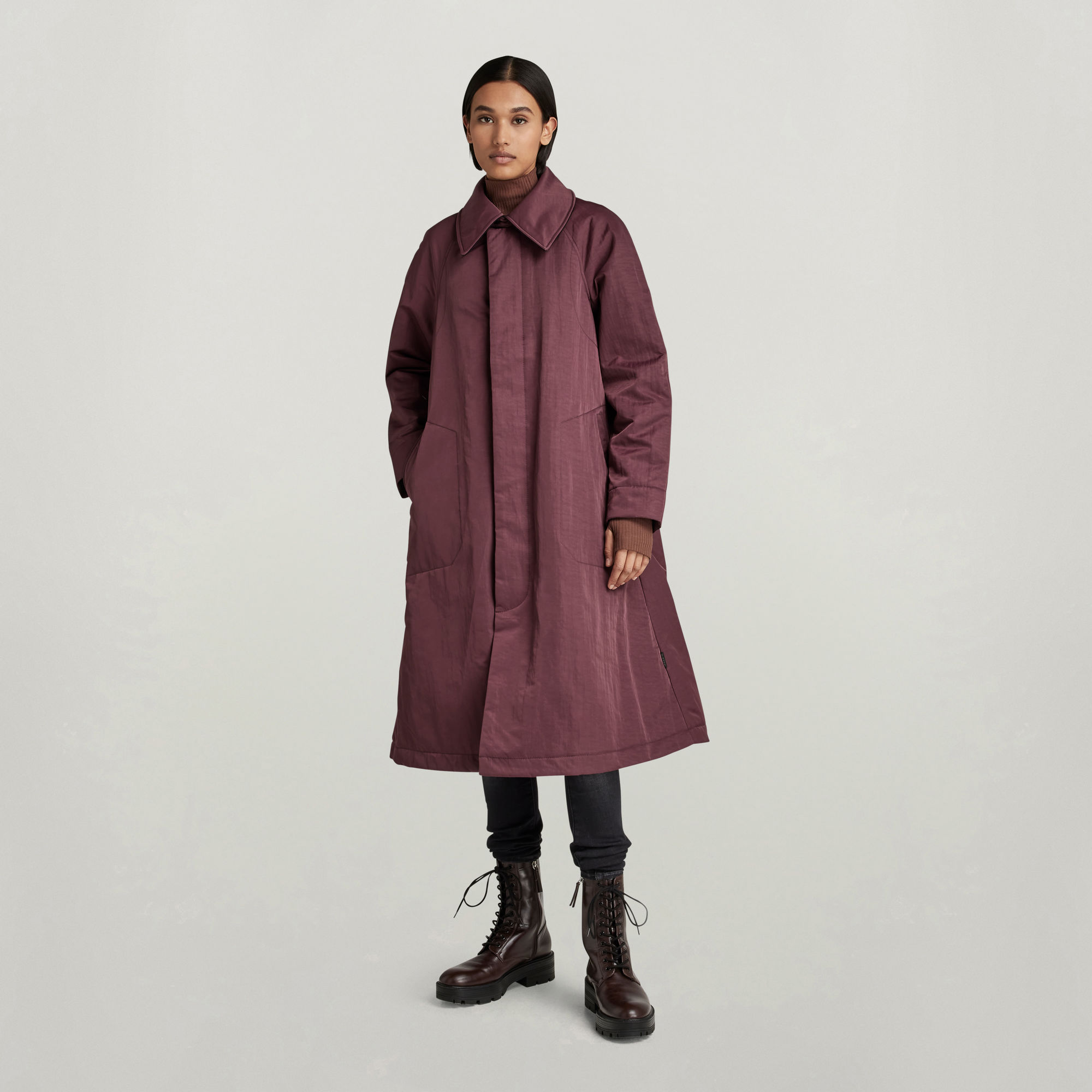 

Padded Wide Trench - Paars - Dames