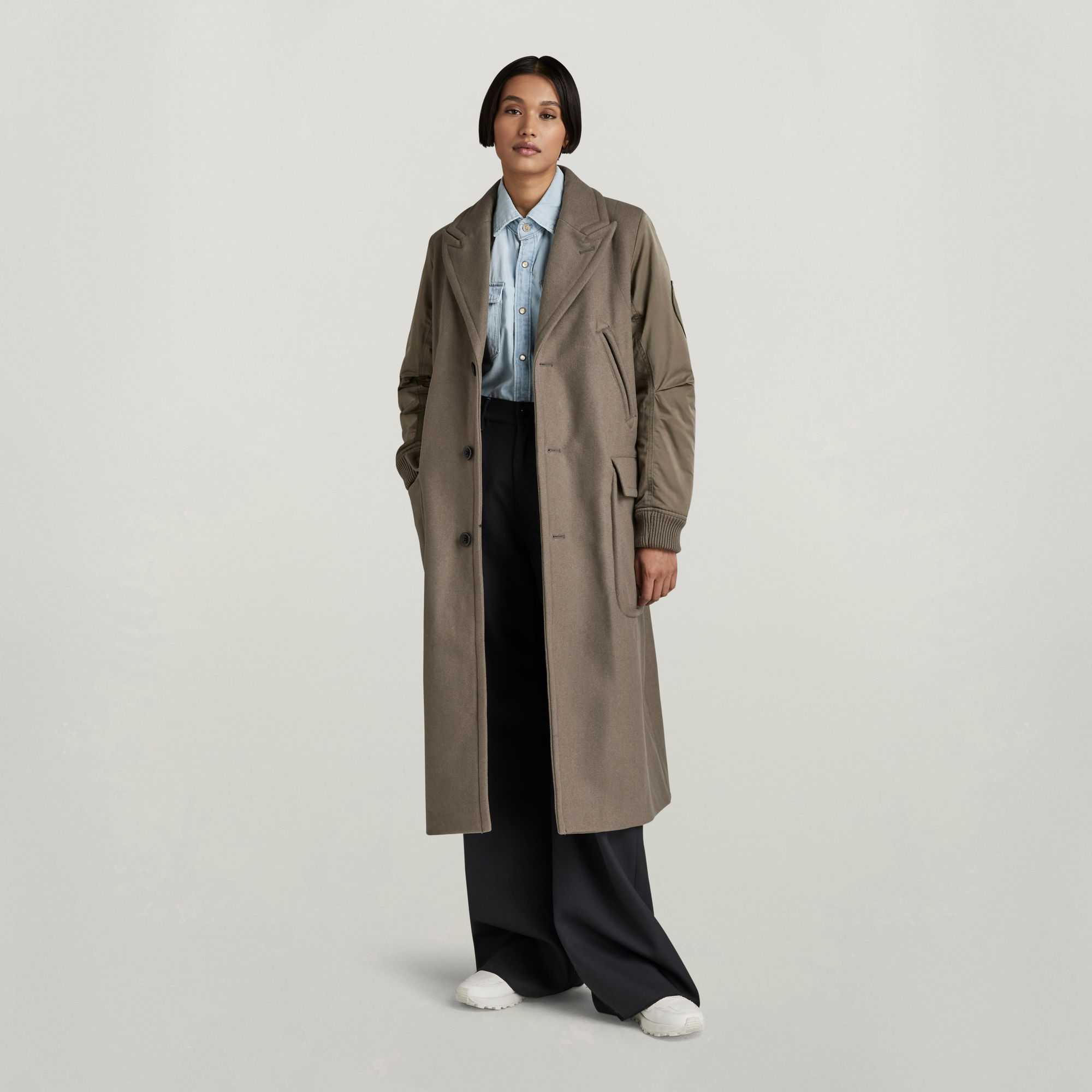 

Wool Long Coat - Brown - Women