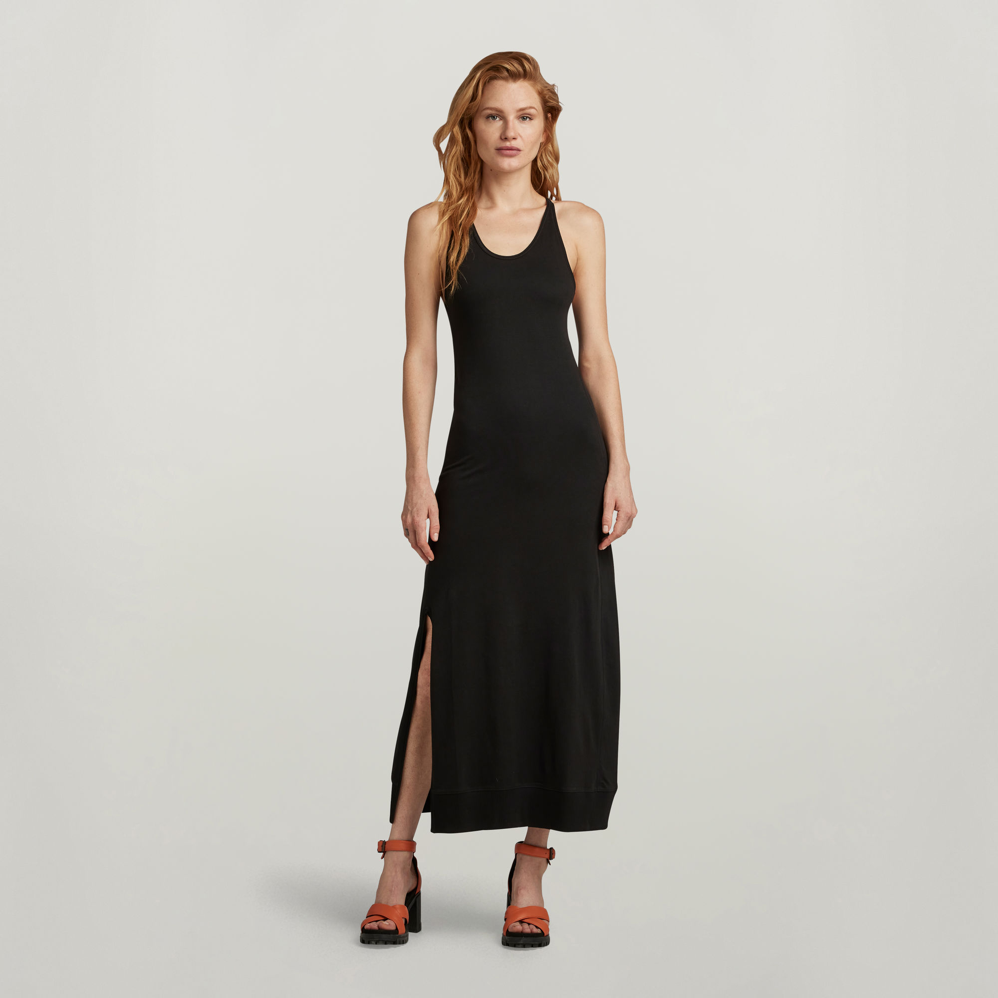 Racer Slip Kleid - Schwarz - Damen