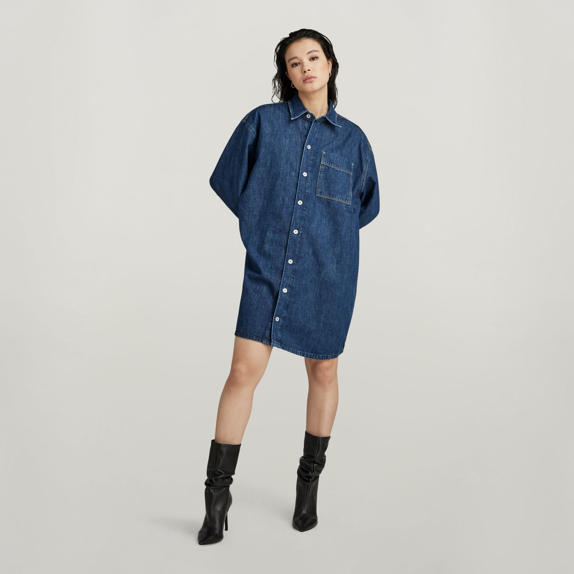 Oversized Denim Kleid - Dunkelblau - Damen