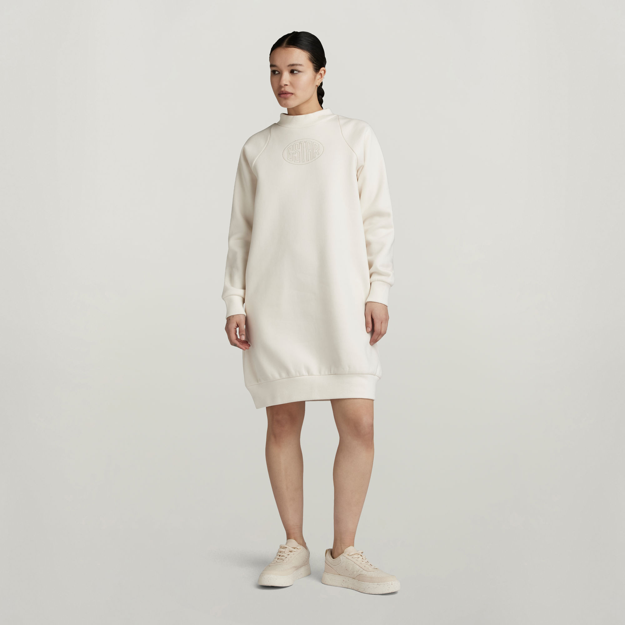 

Mock Raglan Sweat Dress - Beige - Women