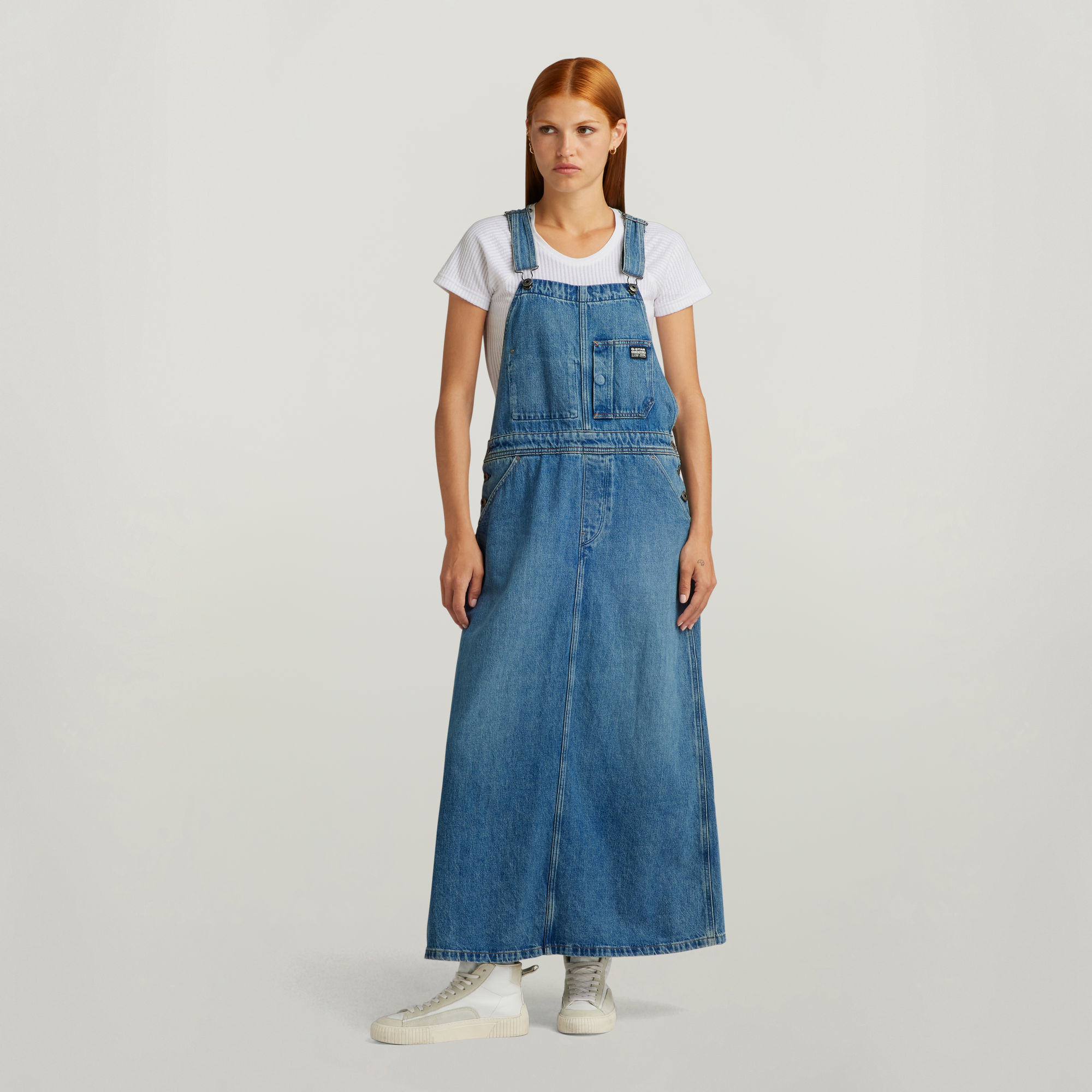 Dungaree Kleid - Mittelblau - Damen