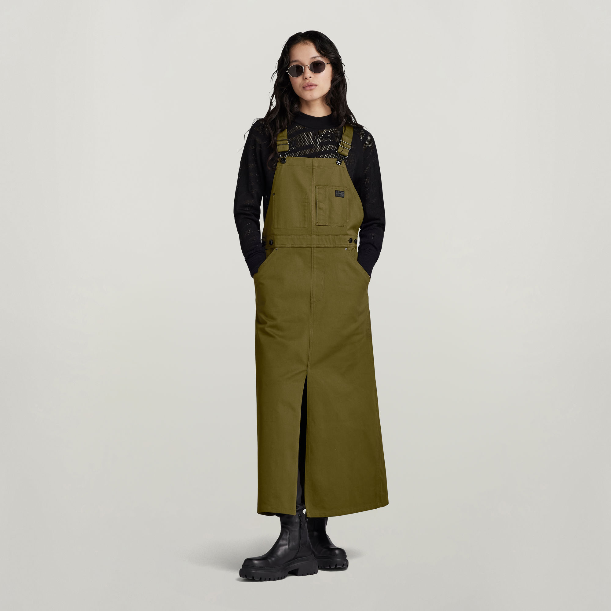 G-Star RAW Mouwloze Jurk Dungaree Groen Dames