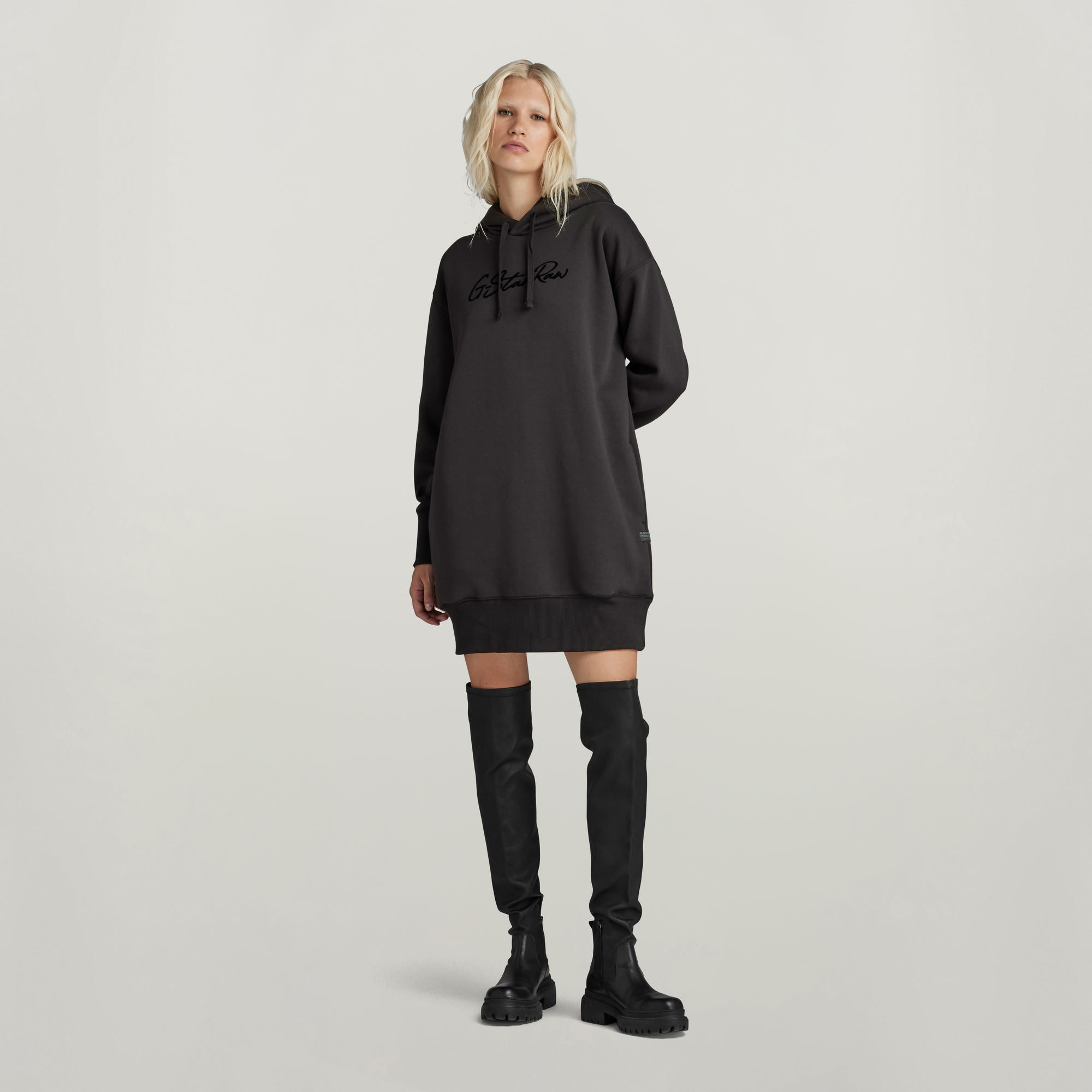 

Flock Hooded Sweat Dress - Black - Women