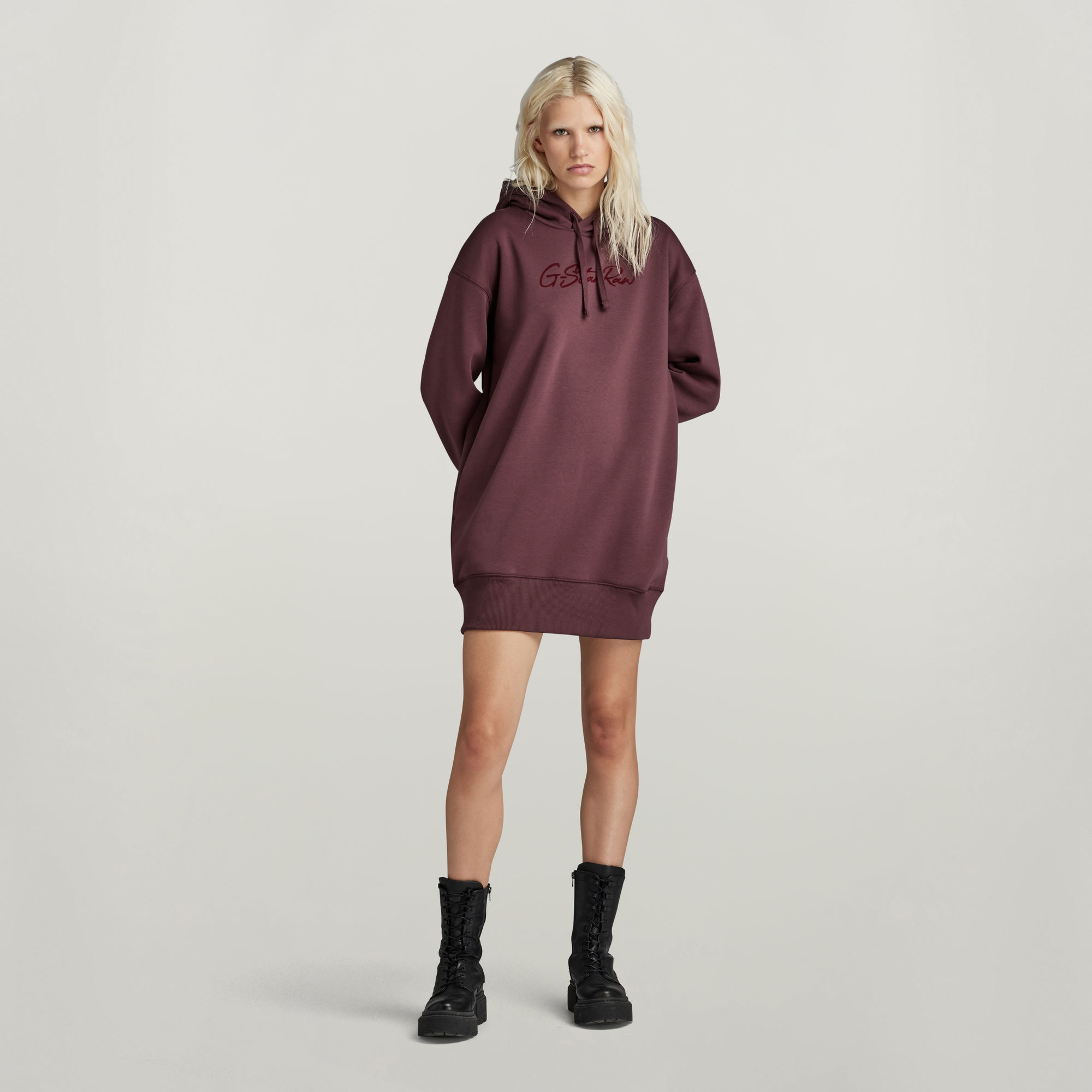 Flock Hooded Sweat Kleid - Rot - Damen