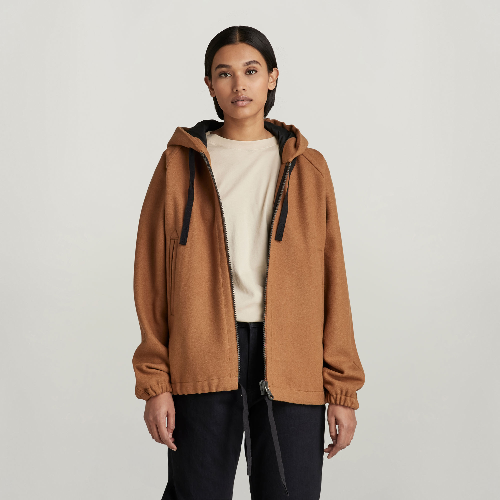 

Wool Hoody Jacket - Brown - Women