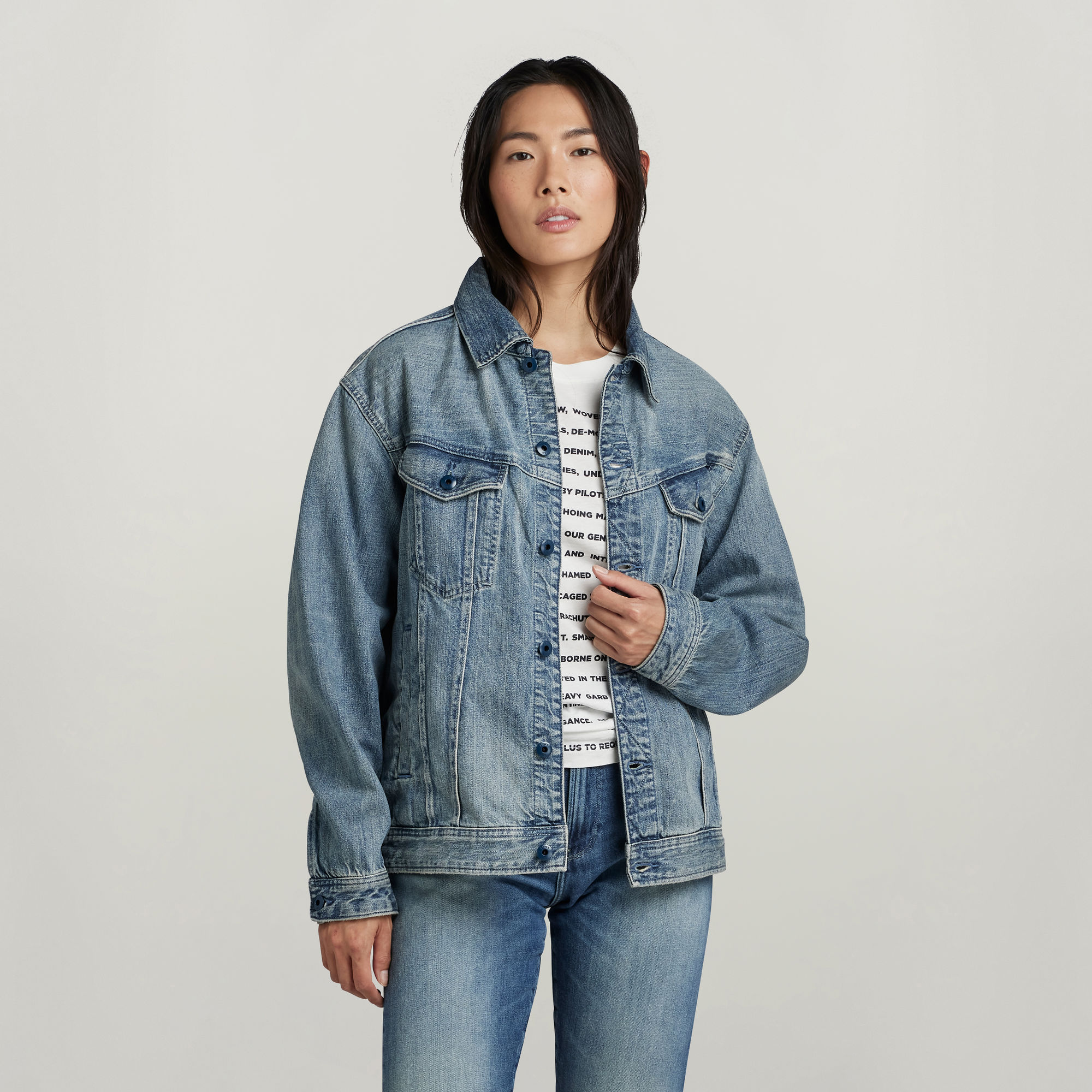 Oversized Western Jacket - Hellblau - Damen