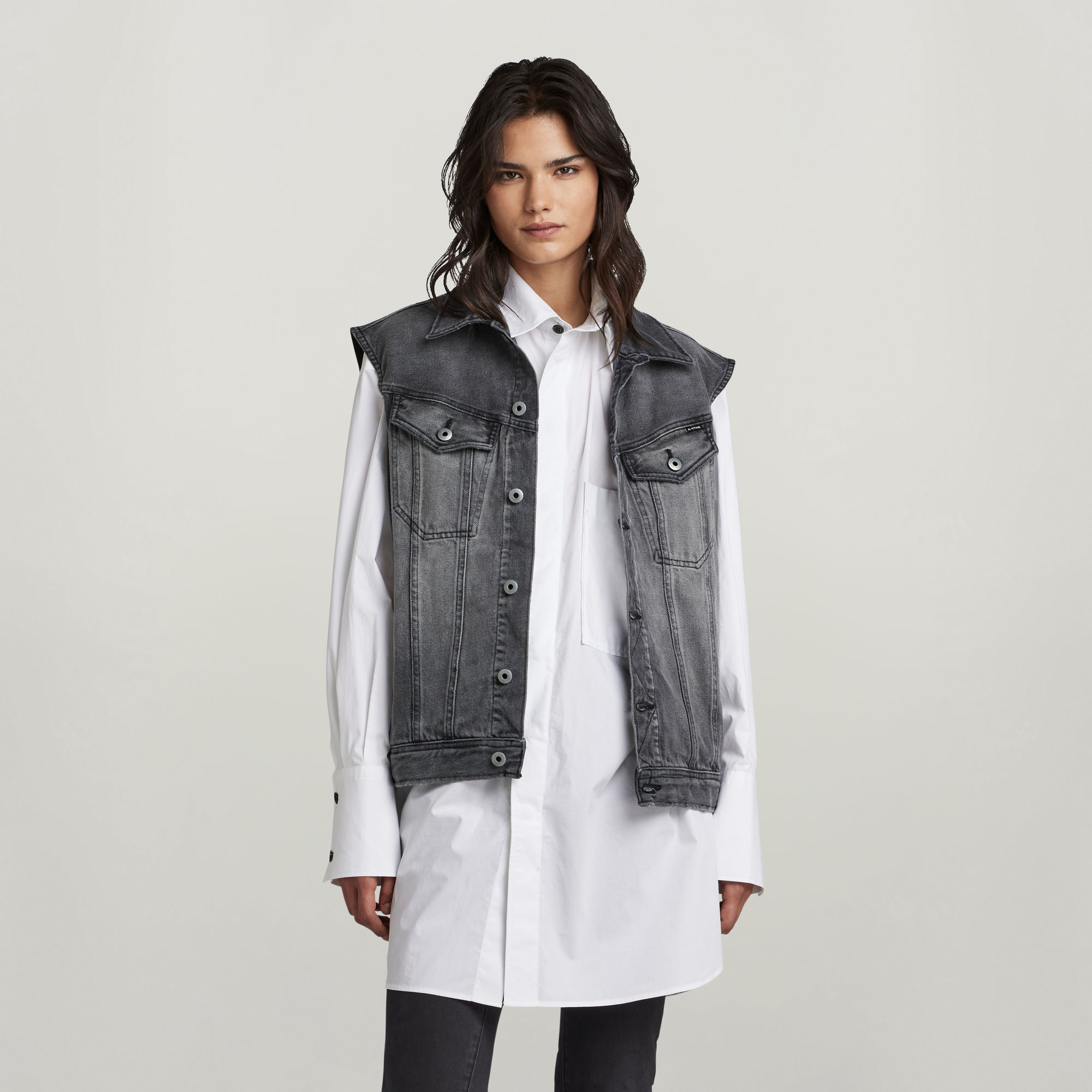 

Oversized Denim Vest Evergreen - Grey - Women