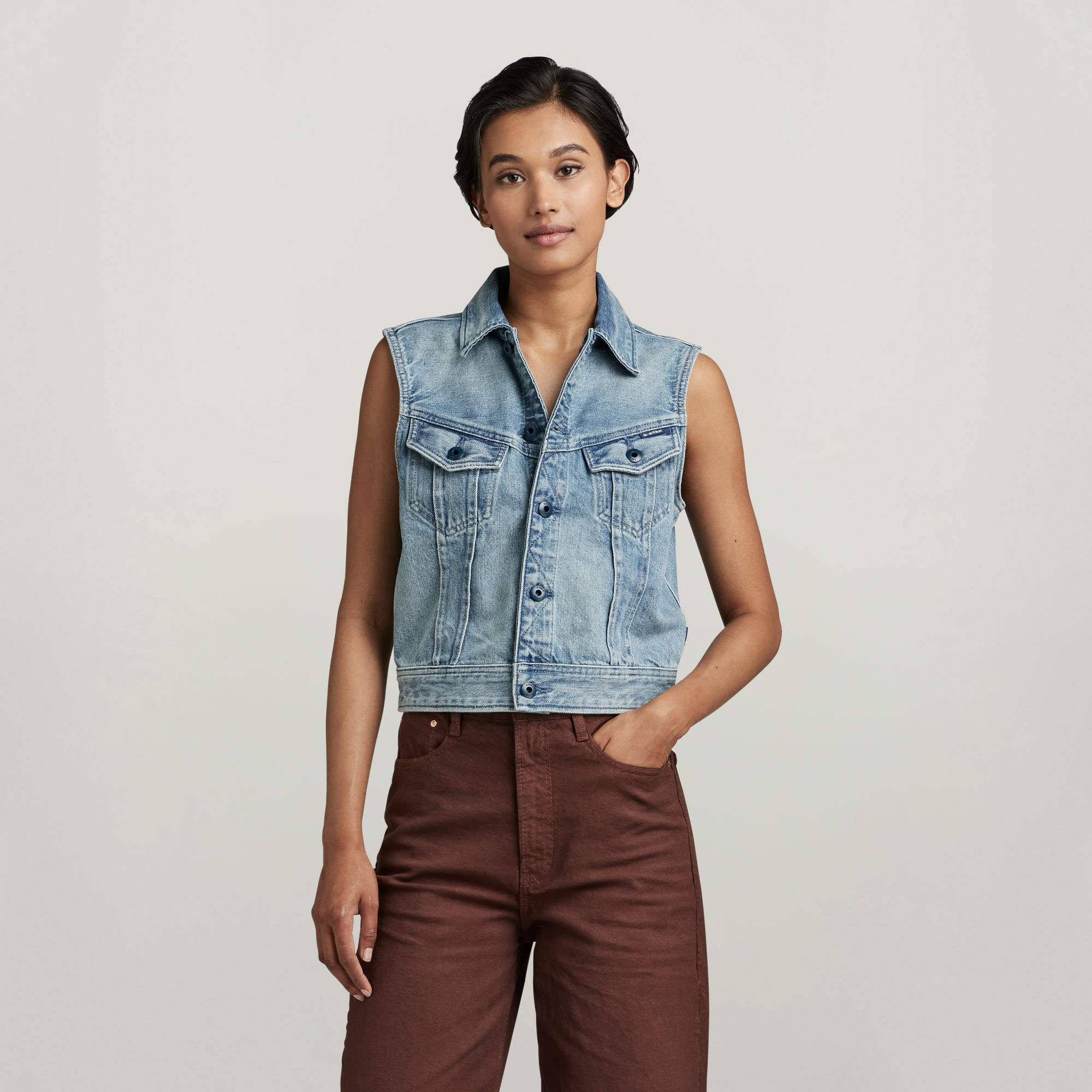 Slim Denim Vest - Hellblau - Damen