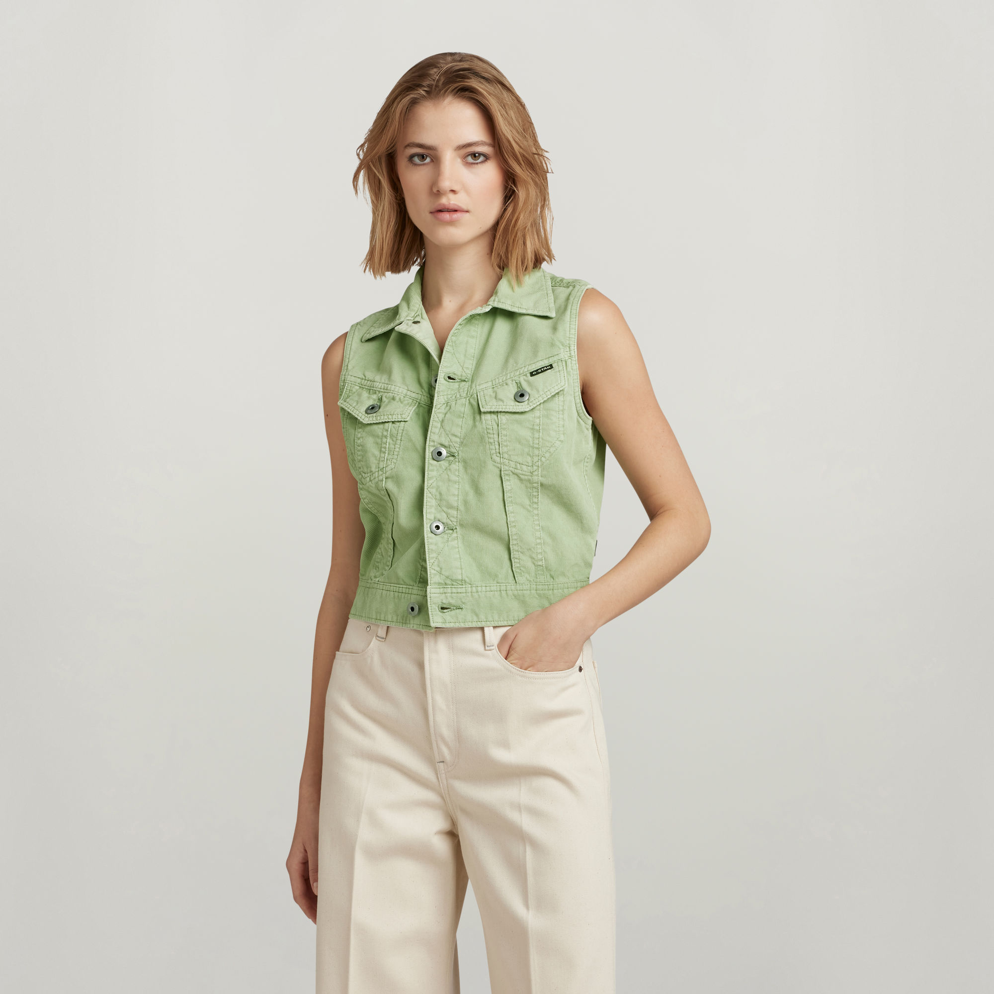

Denim Bodywarmer Slim - Groen - Dames
