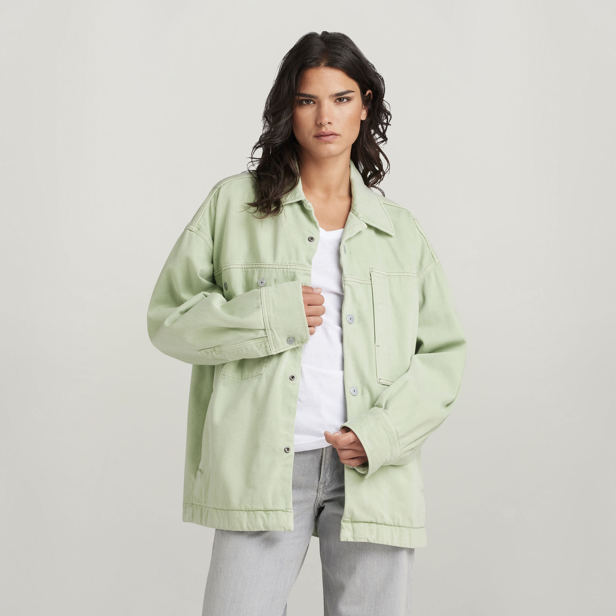 

Oversized Loose Shirt - Green - Women