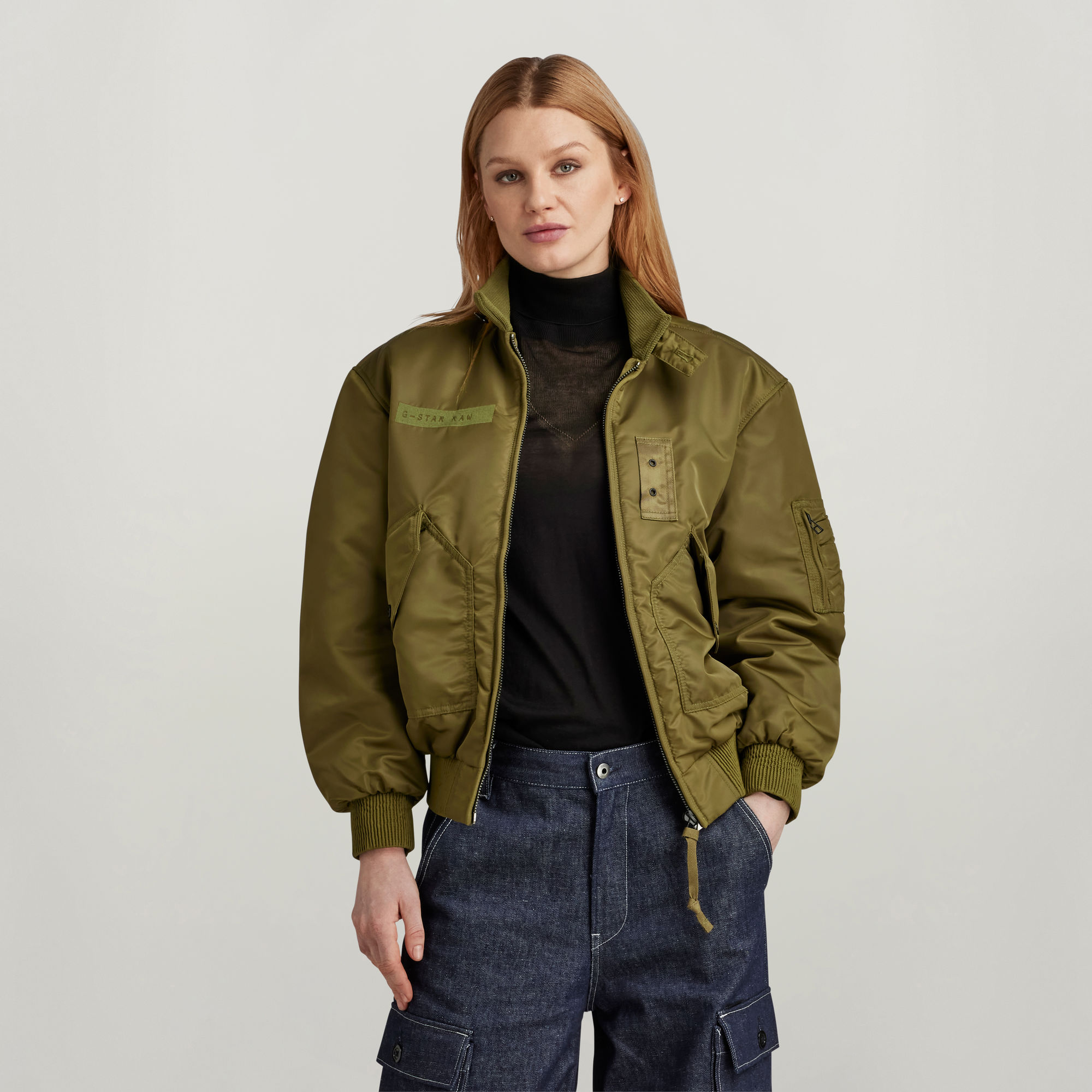 Nylon Bomber Jacke - Grün - Damen