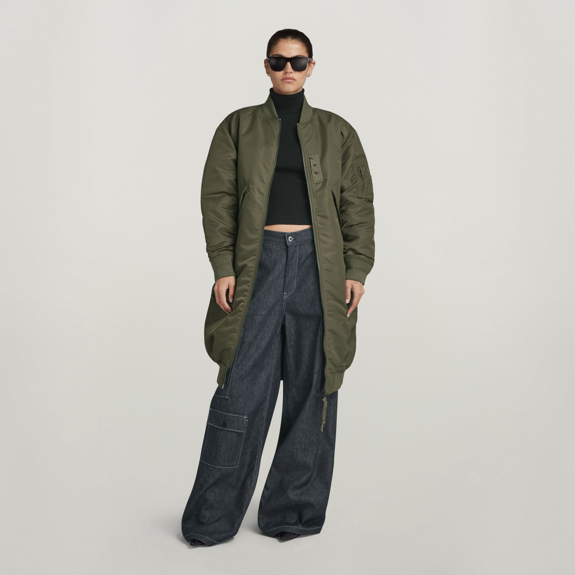 

Long Bomber Jacket - Green - Women