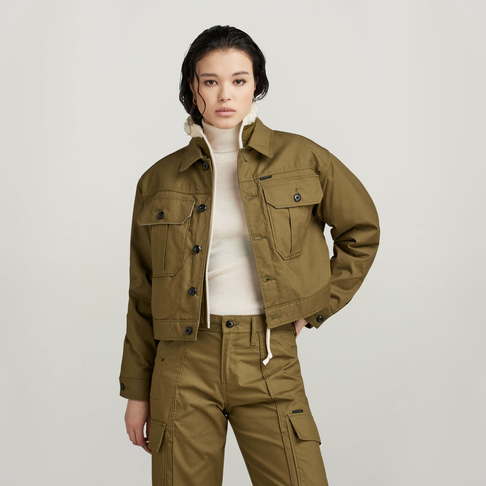 Cropped Hunter Jacke - Grün - Damen