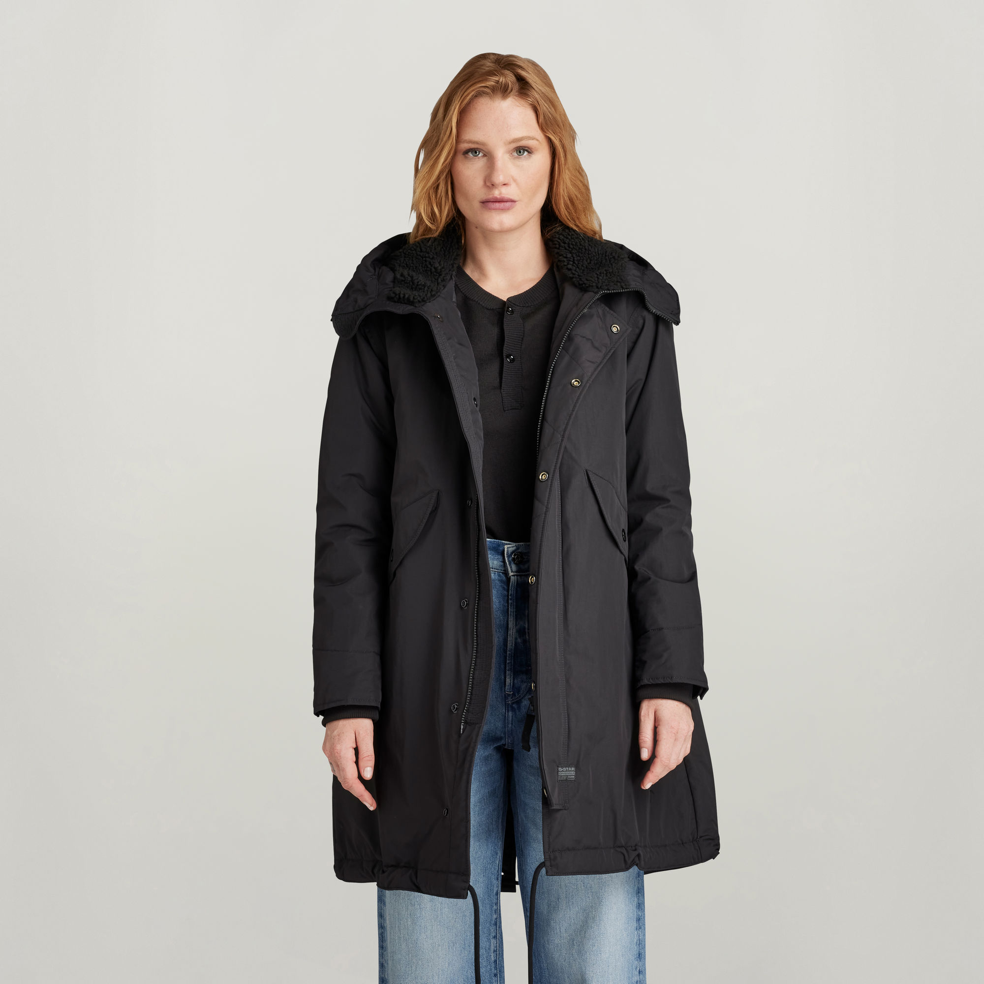 

Hooded Fishtail Parka - Black - Women