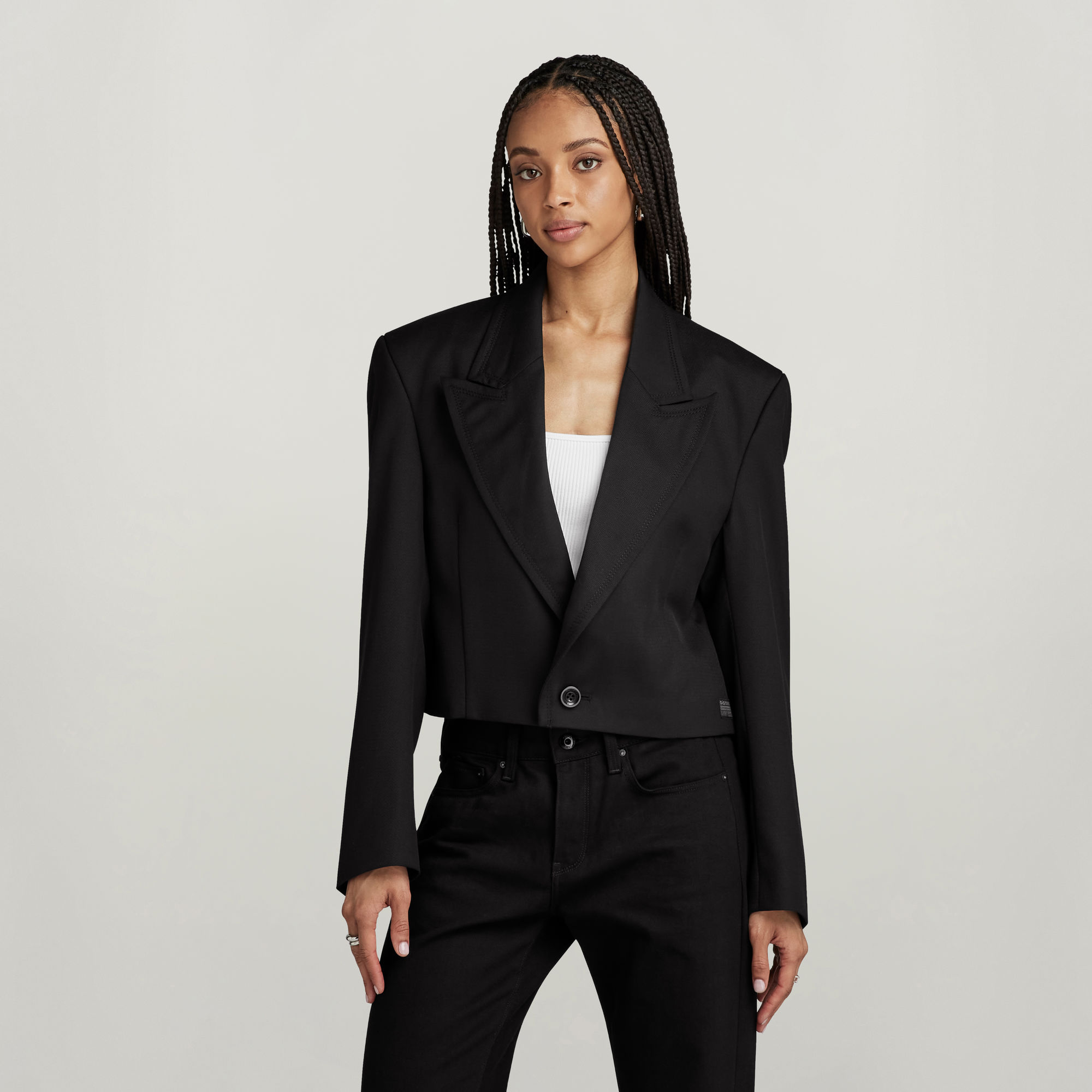 Cropped Blazer - Schwarz - Damen