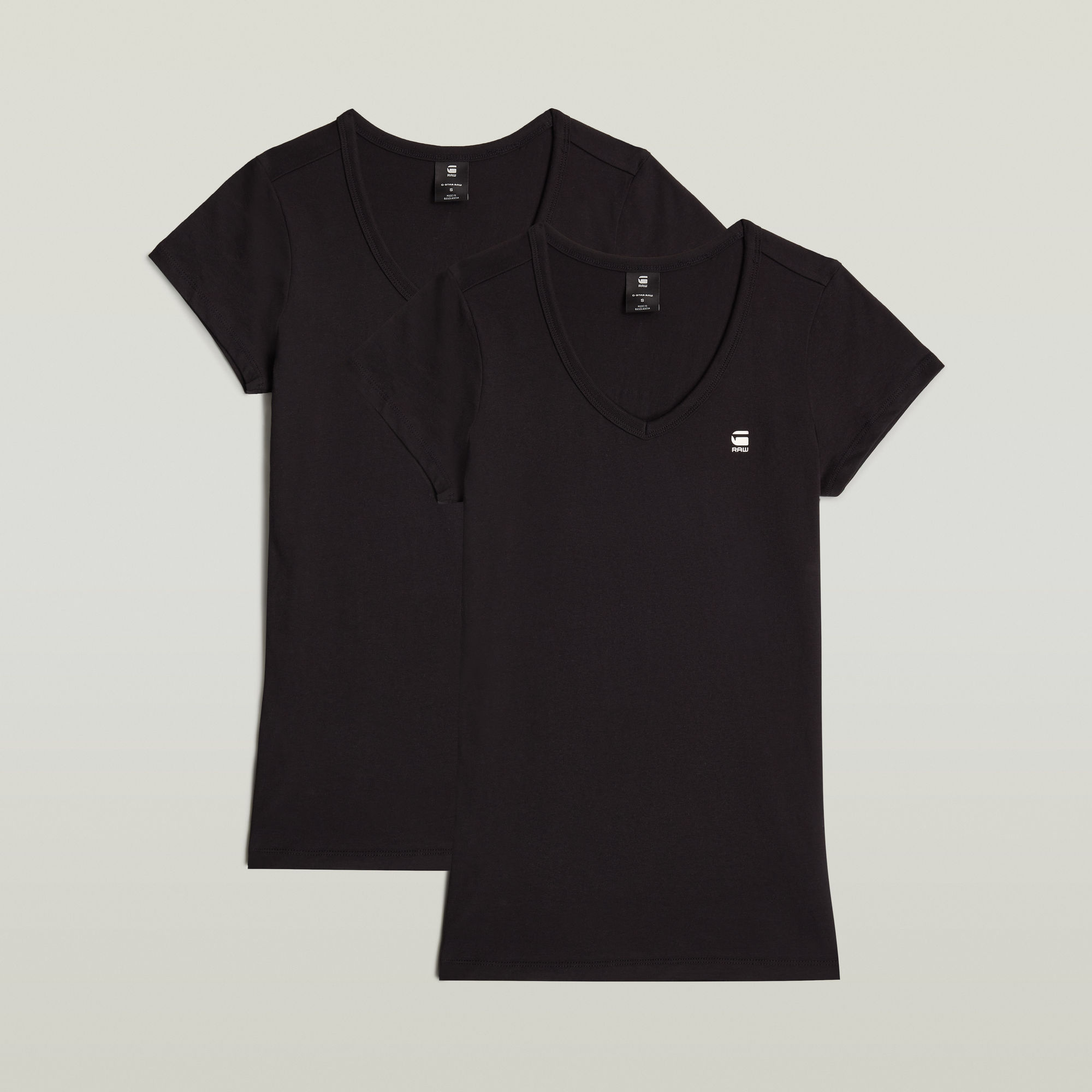 G-Star RAW Slim V-Hals Top 2 Stuks Zwart Dames