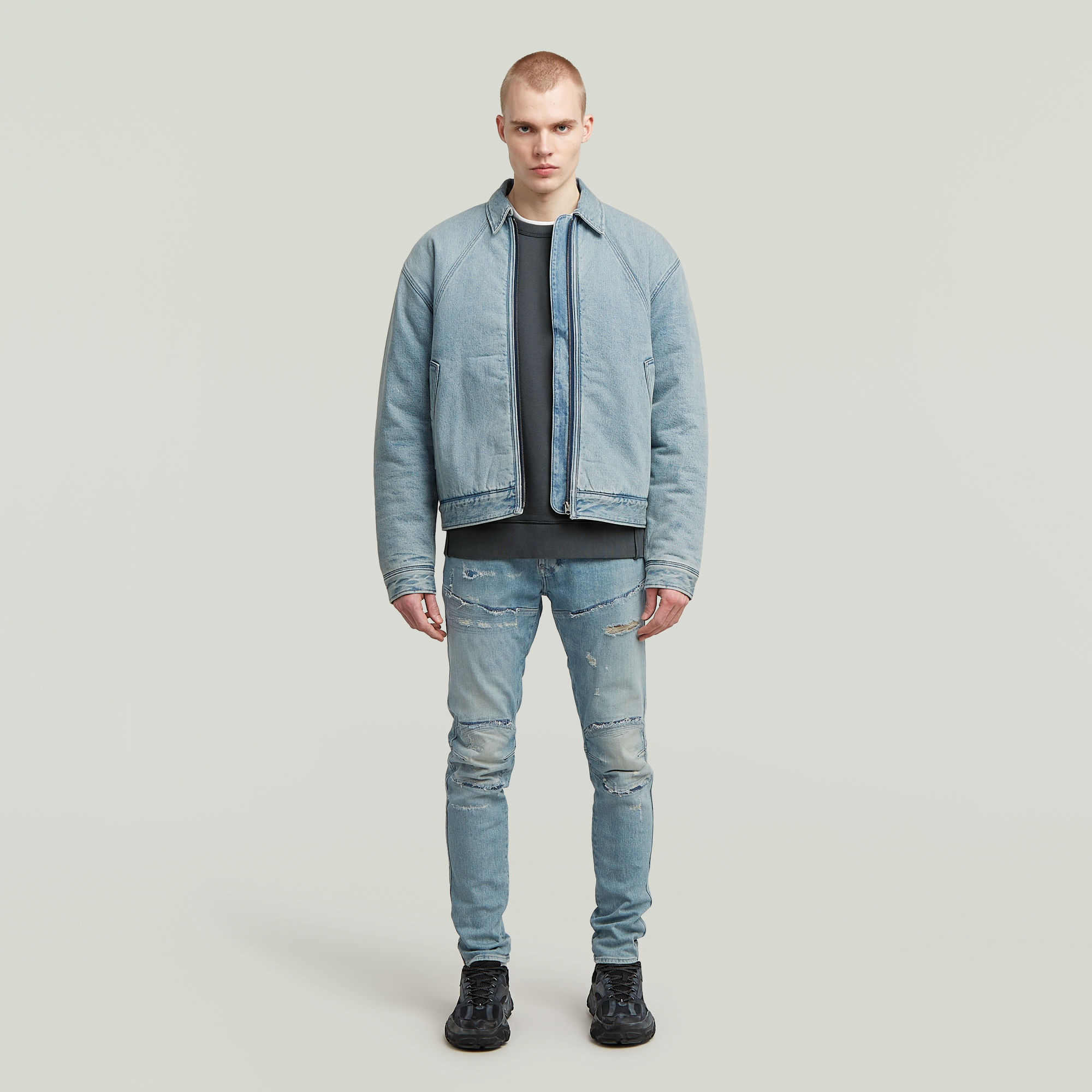 Thumbnail - Wash Panel Sweater - Dunkelblau - Herren