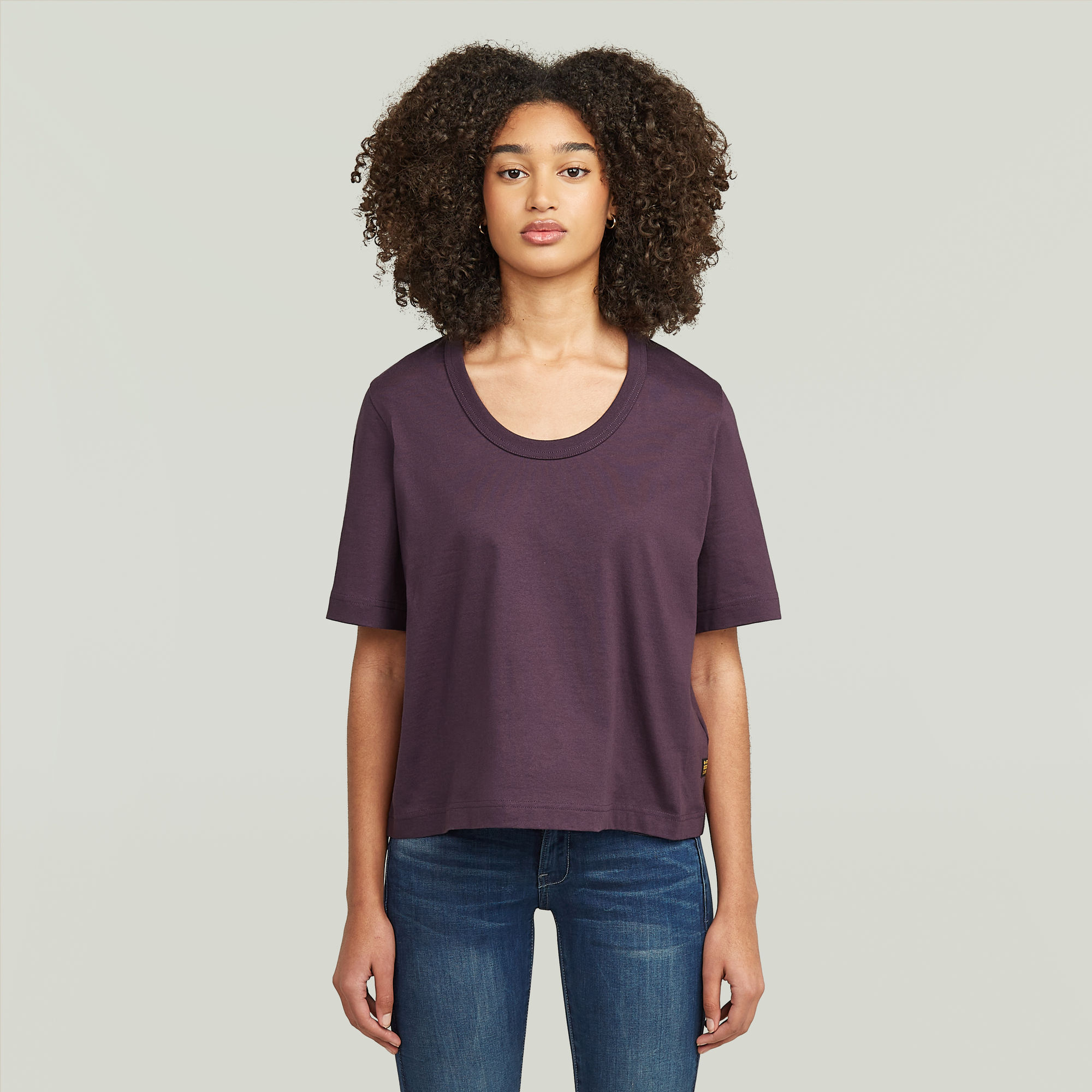 Deep U-Neck Top - Lila - Damen