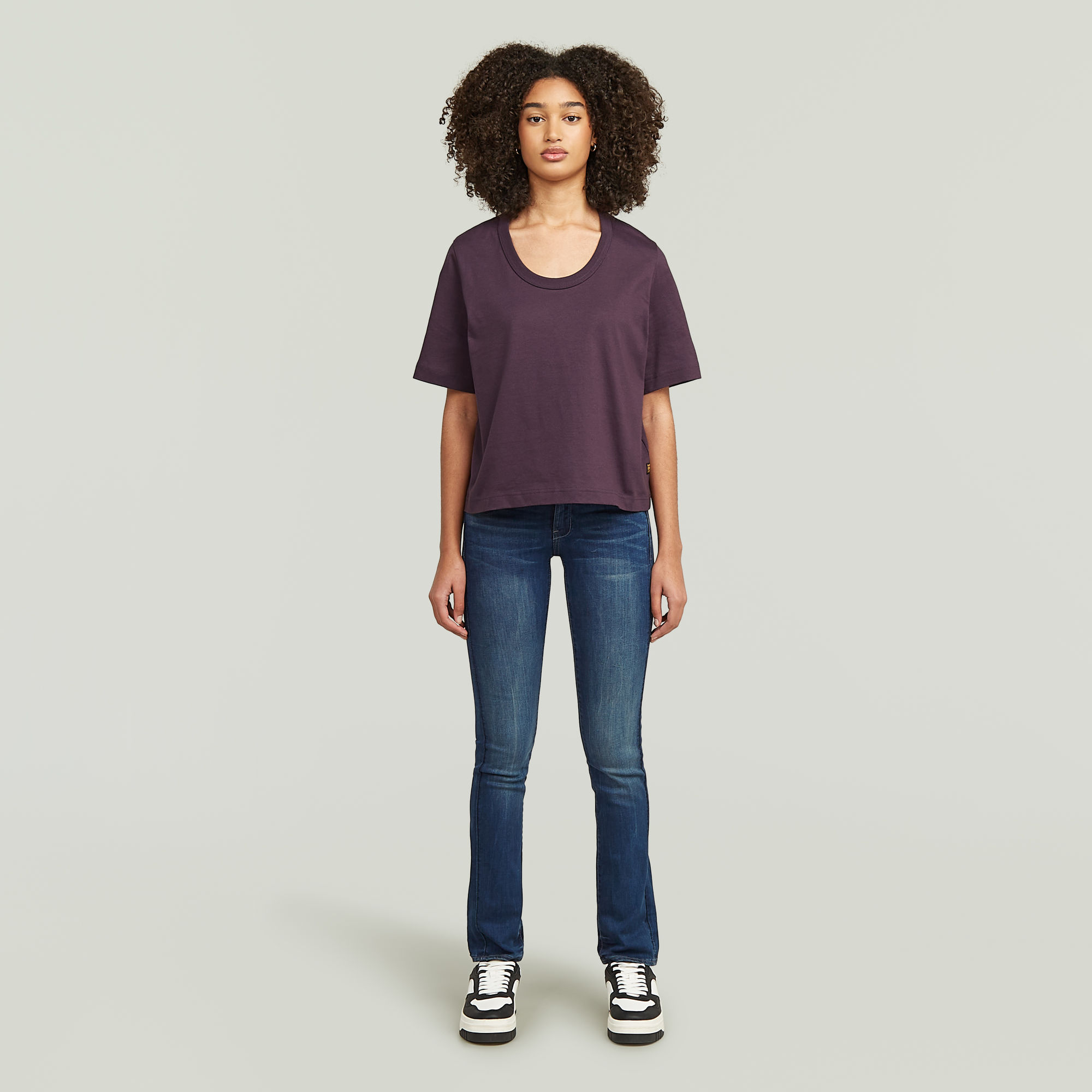 G-Star RAW Deep U-Neck Top Paars Dames