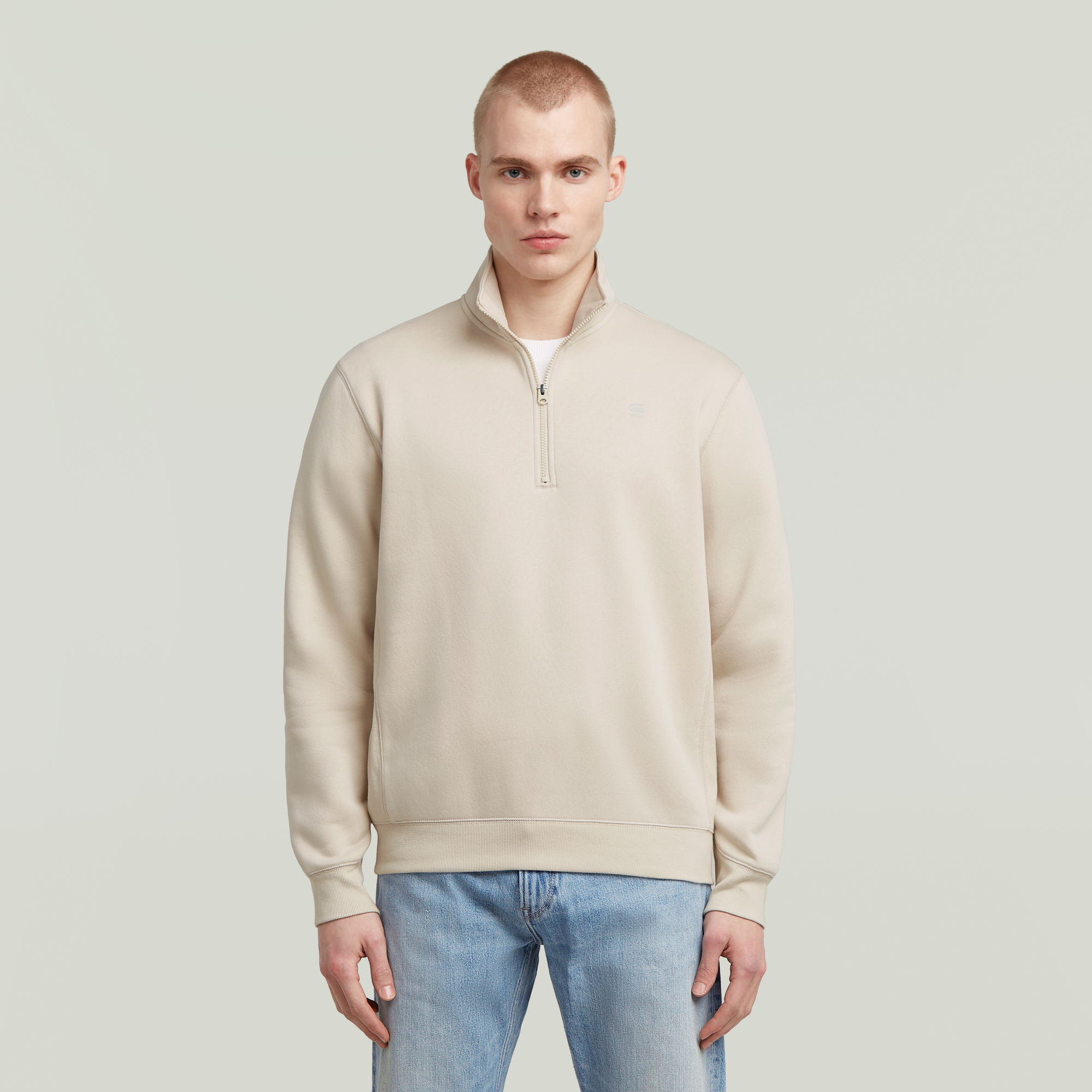 Premium Core Half Zip Sweater - Weiß - Herren