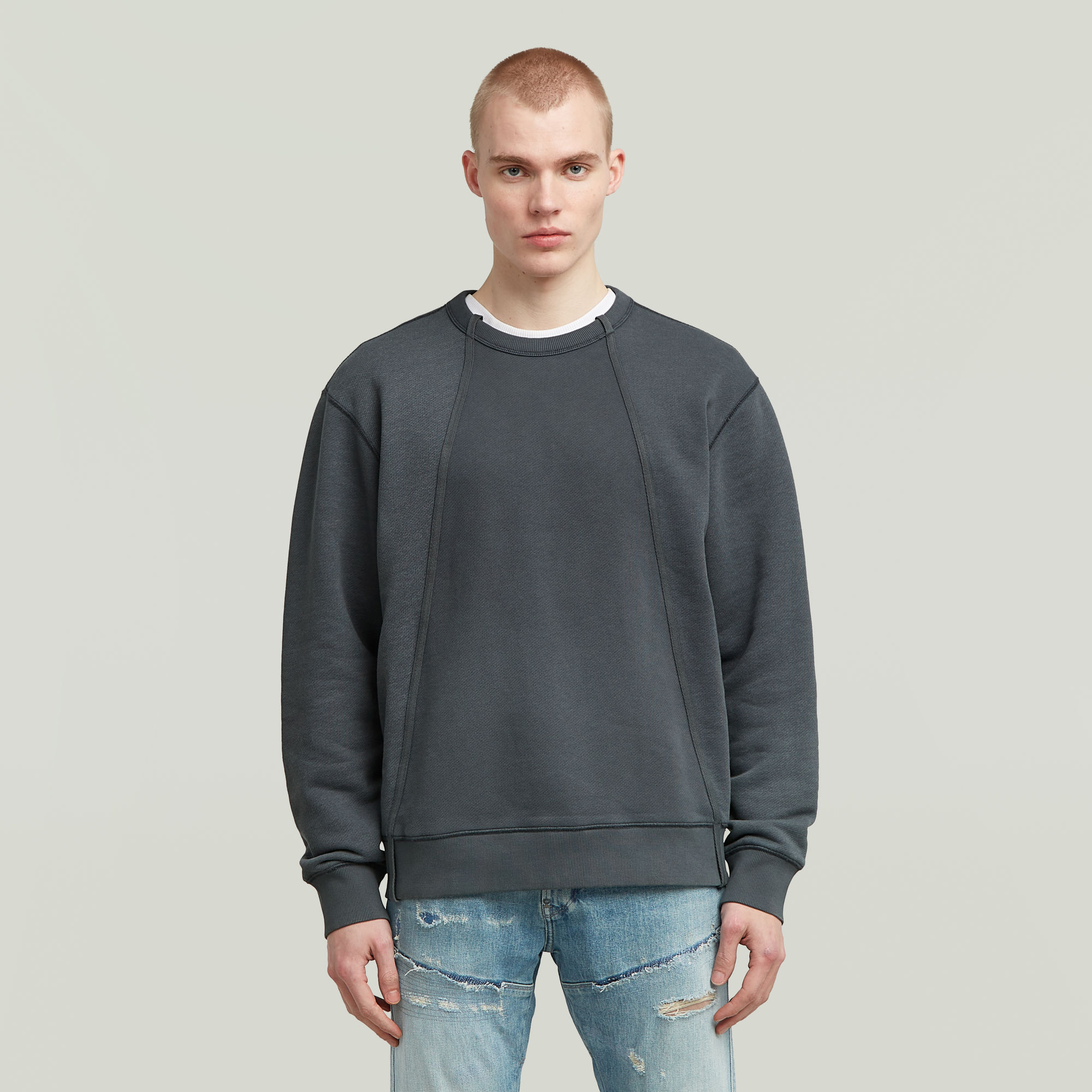 

Wash Panel Sweater - Dark blue - Men