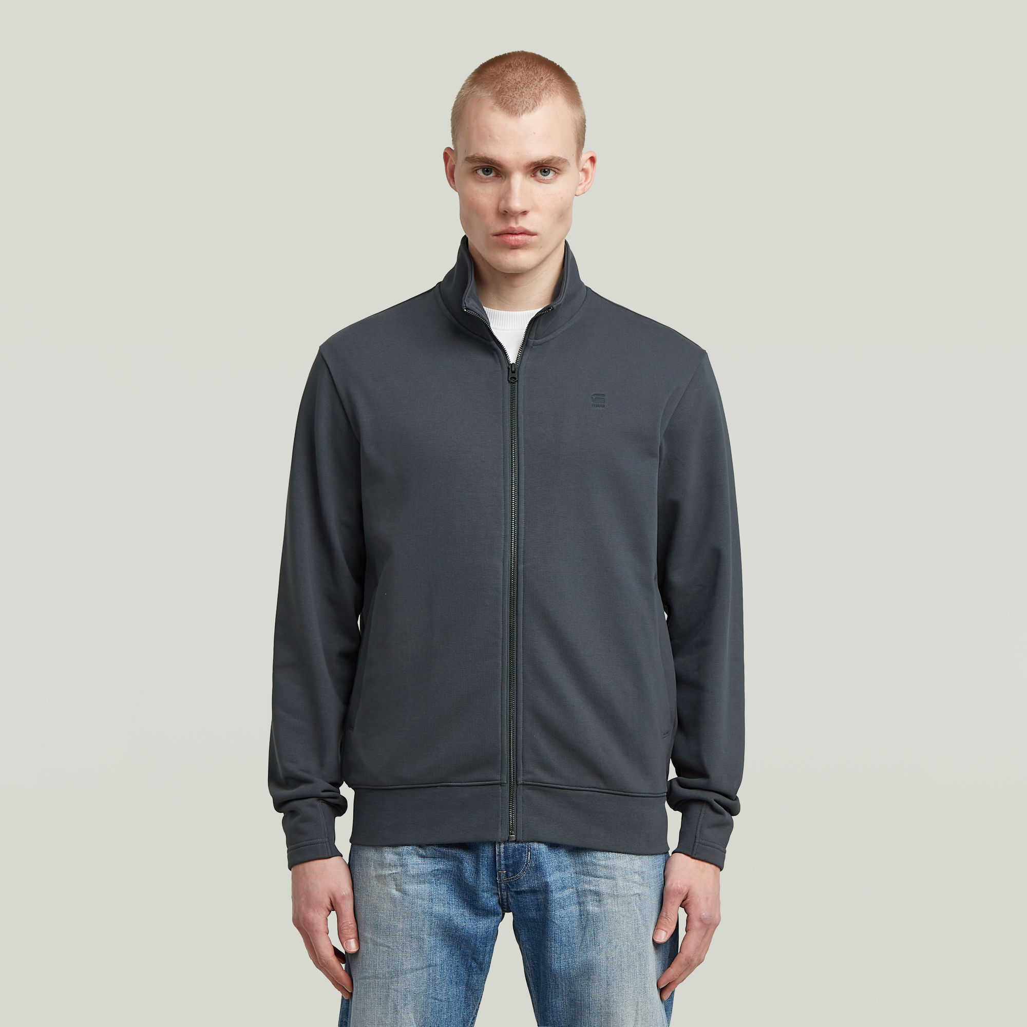 

Nifous Zip Thru Sweater - Dark blue - Men