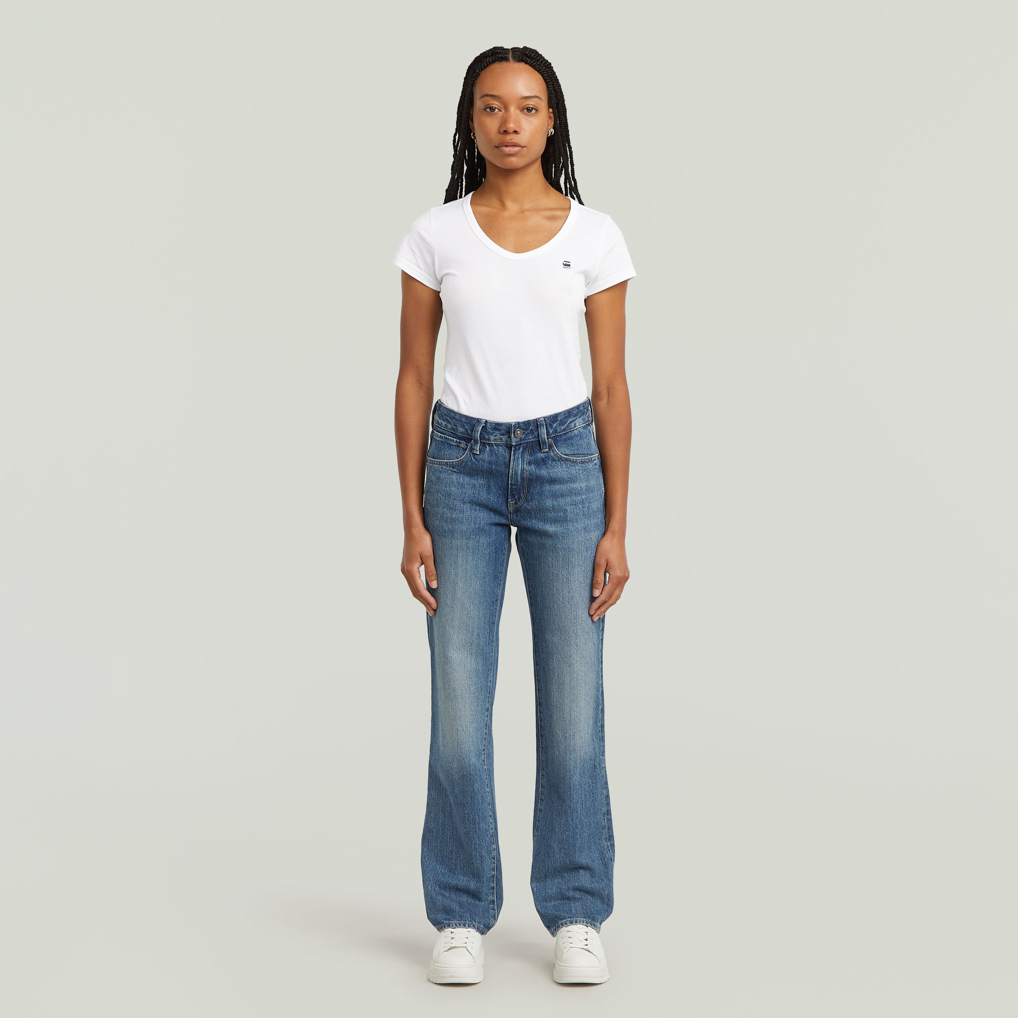 G-Star RAW G-Low Straight Jeans Midden blauw Dames